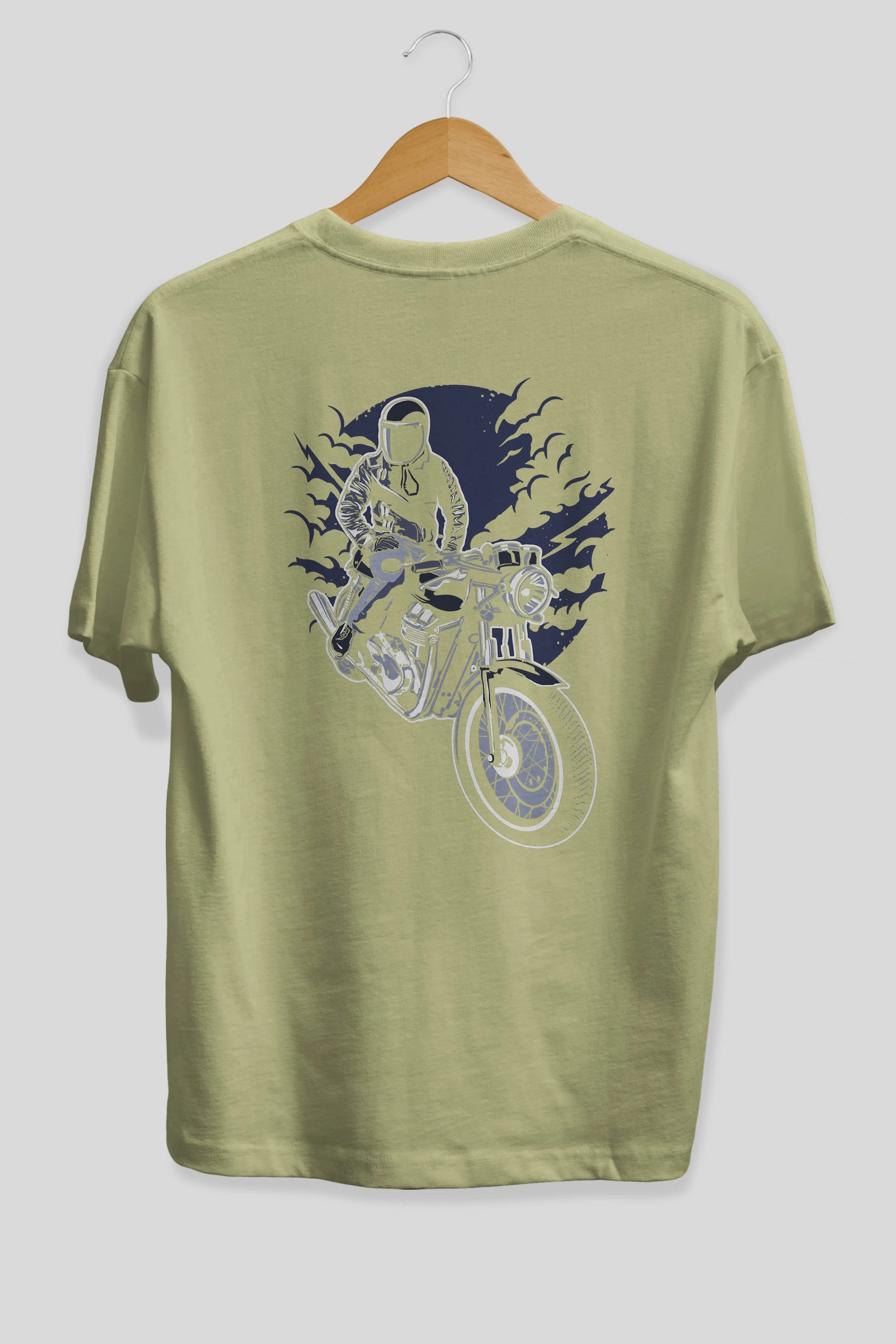 Night Rider Arka Baskılı Oversize t-shirt Erkek Kadın Unisex %100 Pamuk