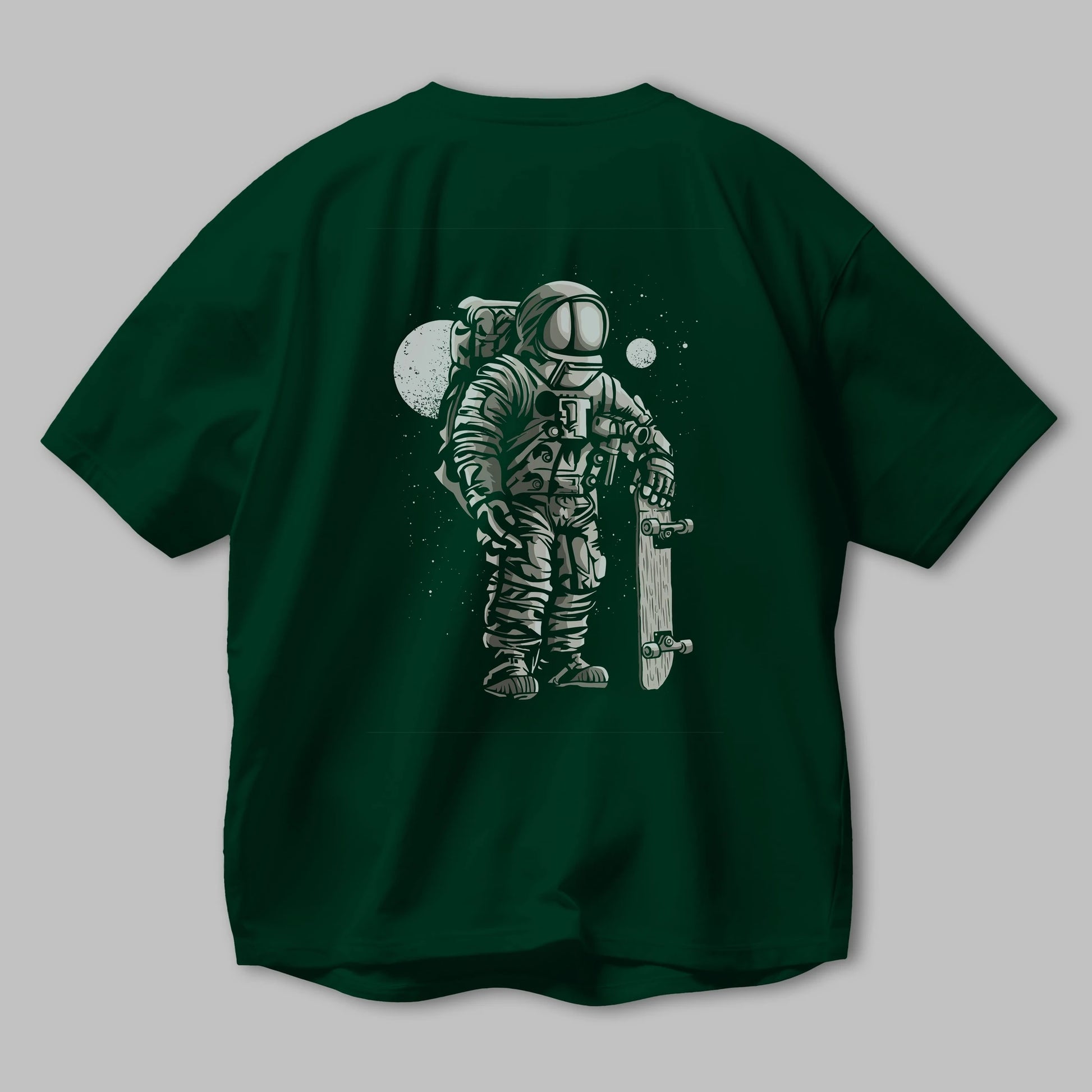 Astronaut Skater Arka Baskılı Oversize t-shirt Erkek Kadın Unisex %100 Pamuk