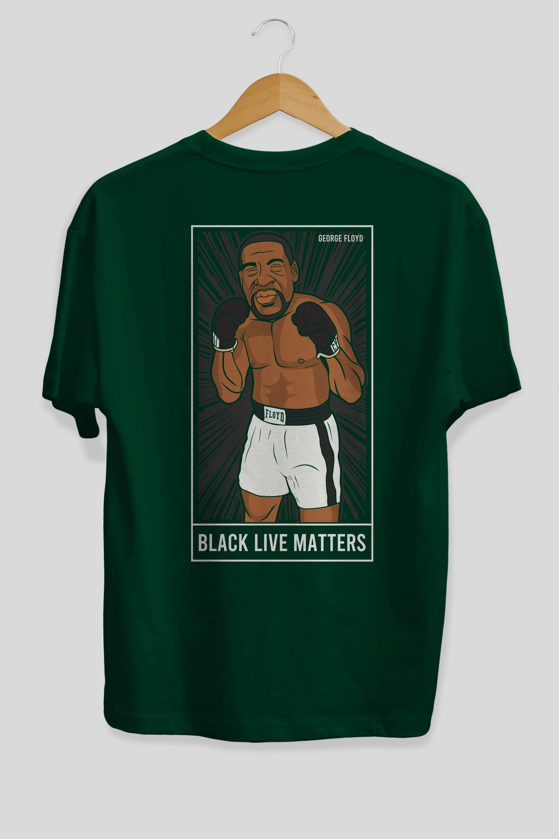 George Floyd Boxer Arka Baskılı Oversize t-shirt Erkek Kadın Unisex %100 Pamuk tişort
