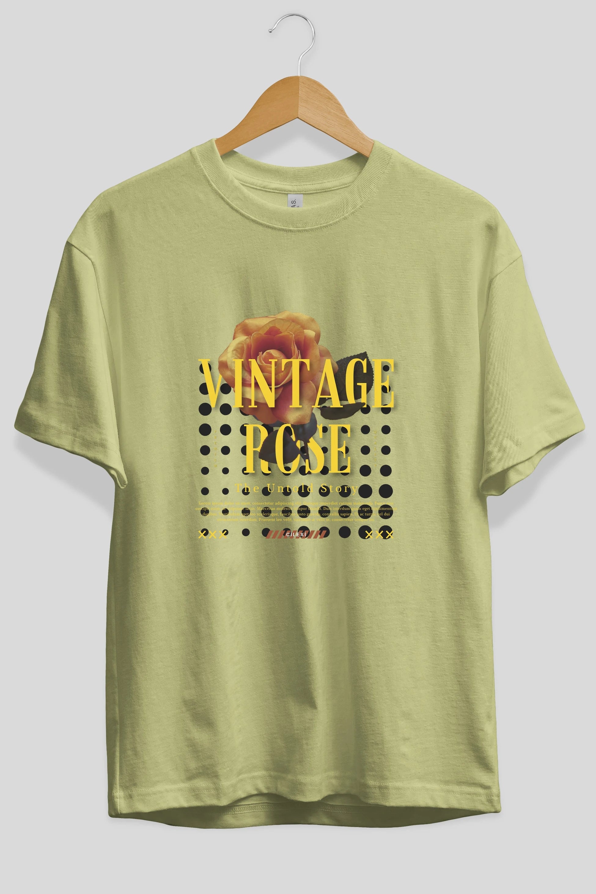 Vintage Rose Yazılı Ön Baskılı Oversize t-shirt Erkek Kadın Unisex