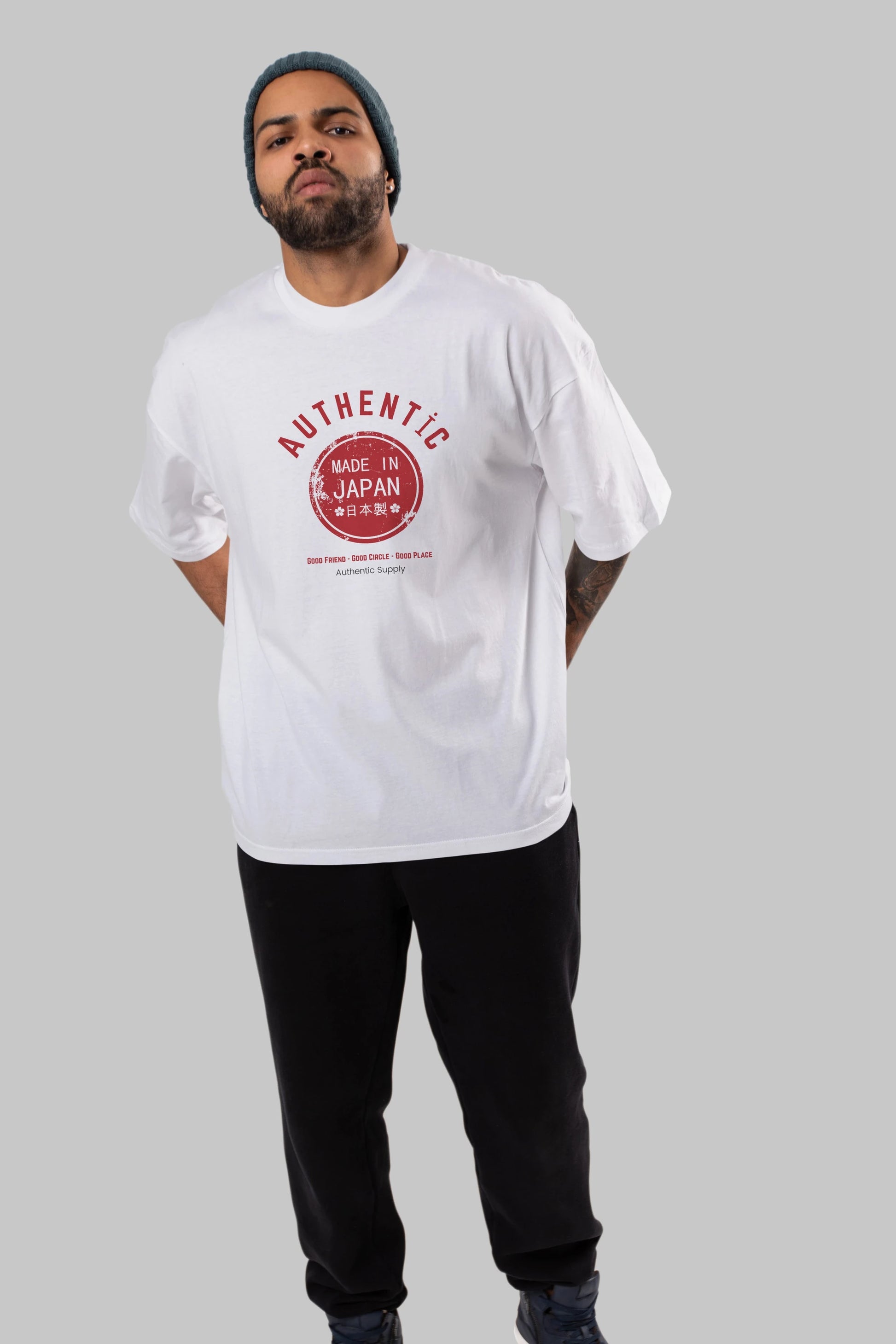 Authentic Japan Style Ön Baskılı Oversize t-shirt Erkek Kadın Unisex