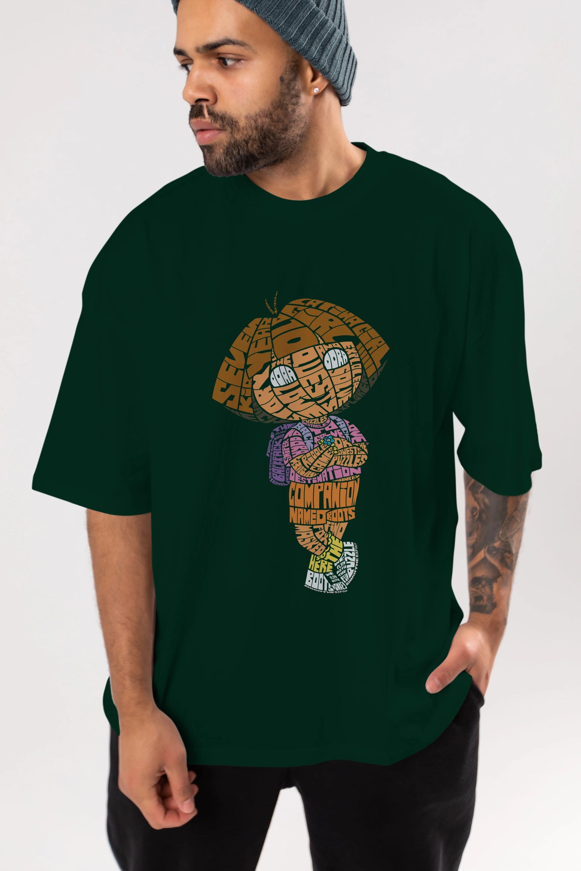 Dora Ön Baskılı Oversize t-shirt %100 pamuk Erkek Kadın Unisex