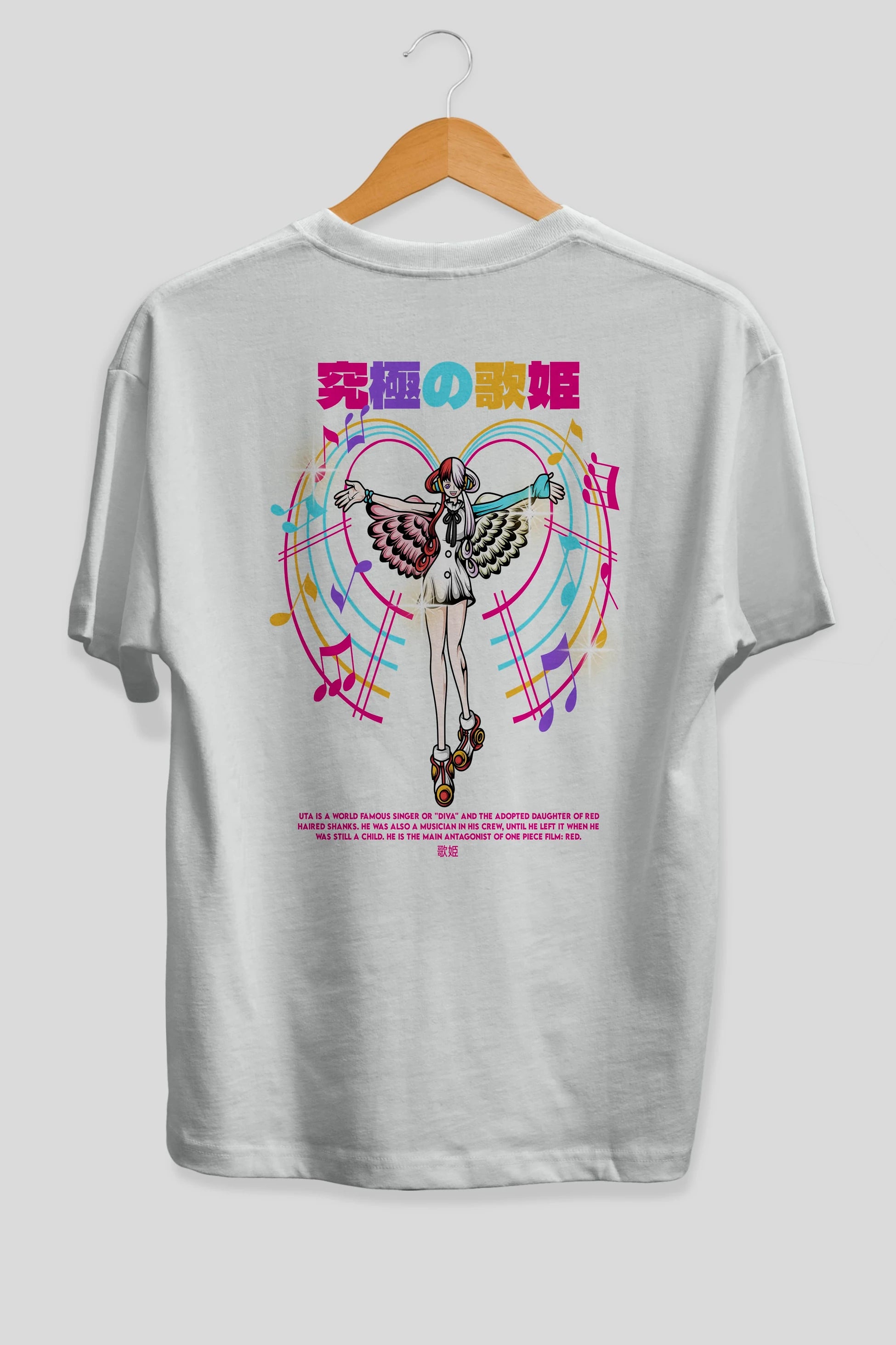 Uta Anime Arka Baskılı Oversize t-shirt Erkek Kadın Unisex