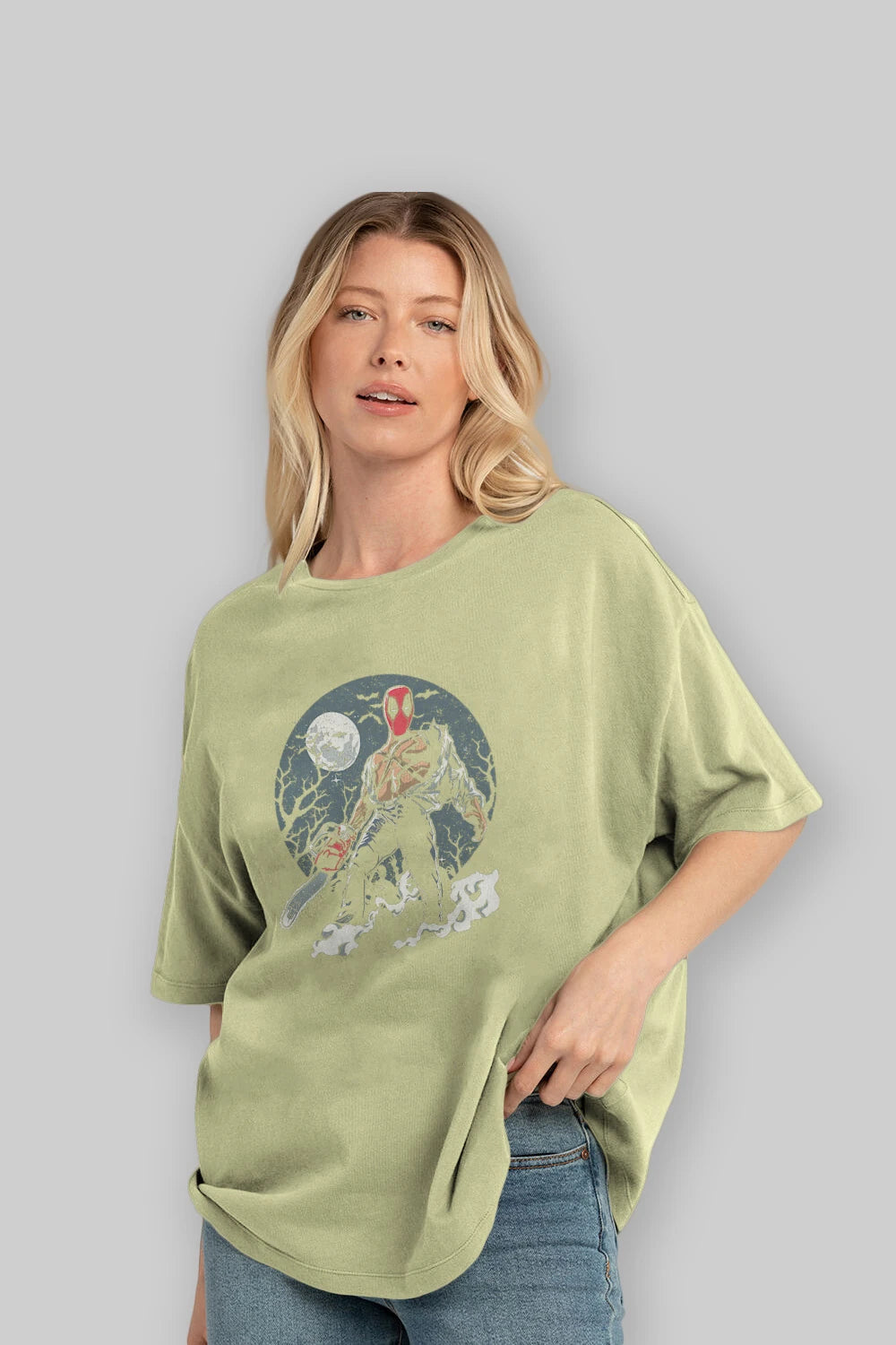 Evil Deadpool Ön Baskılı Oversize t-shirt Erkek Kadın Unisex %100 Pamuk tişort