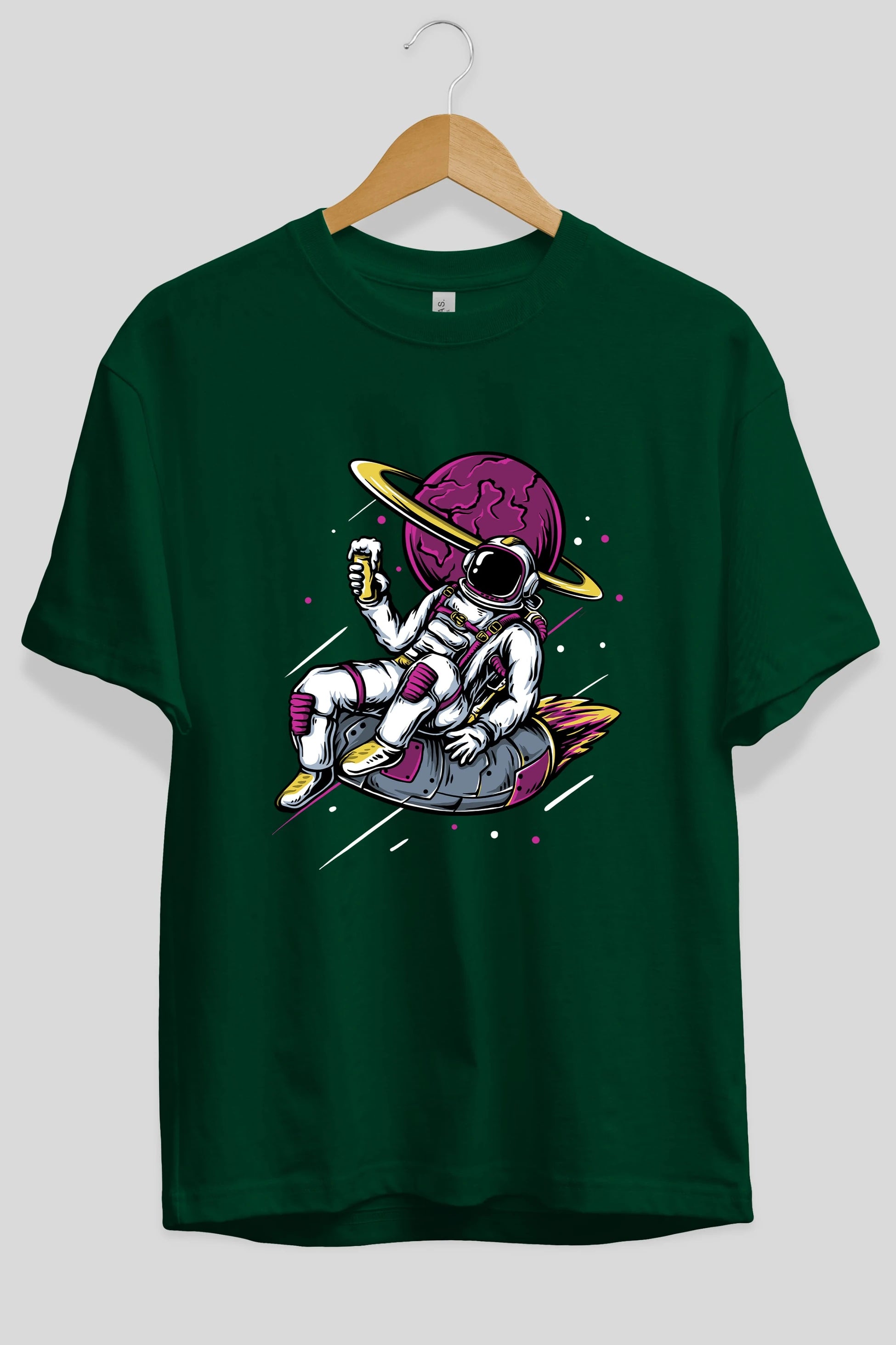 Astronaut Beer Ön Baskılı Oversize t-shirt Erkek Kadın Unisex