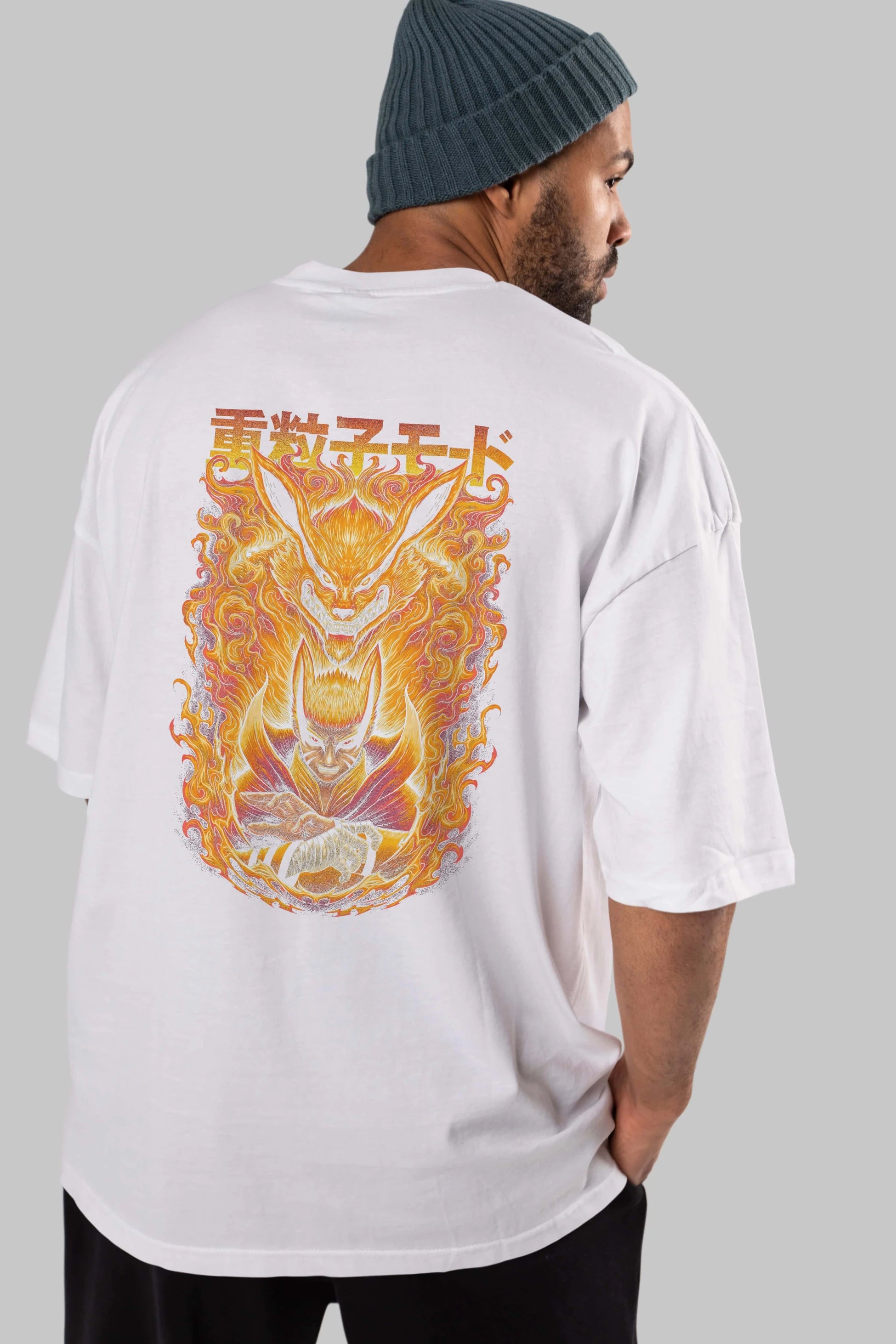 NARUTO KYUUBI 1 Anime Arka Baskılı Oversize t-shirt Erkek Kadın Unisex