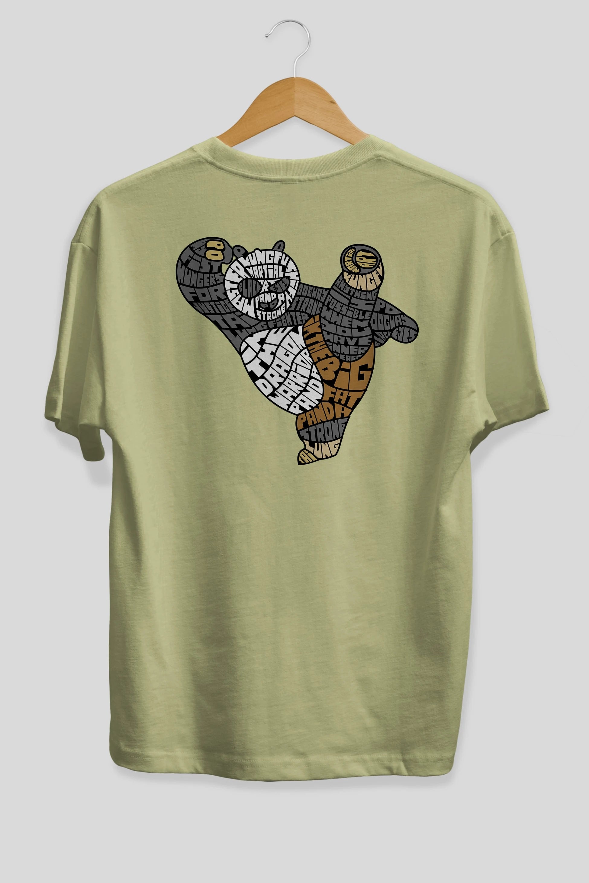 Warrior Panda Arka Baskılı Oversize t-shirt %100 pamuk Erkek Kadın Unisex