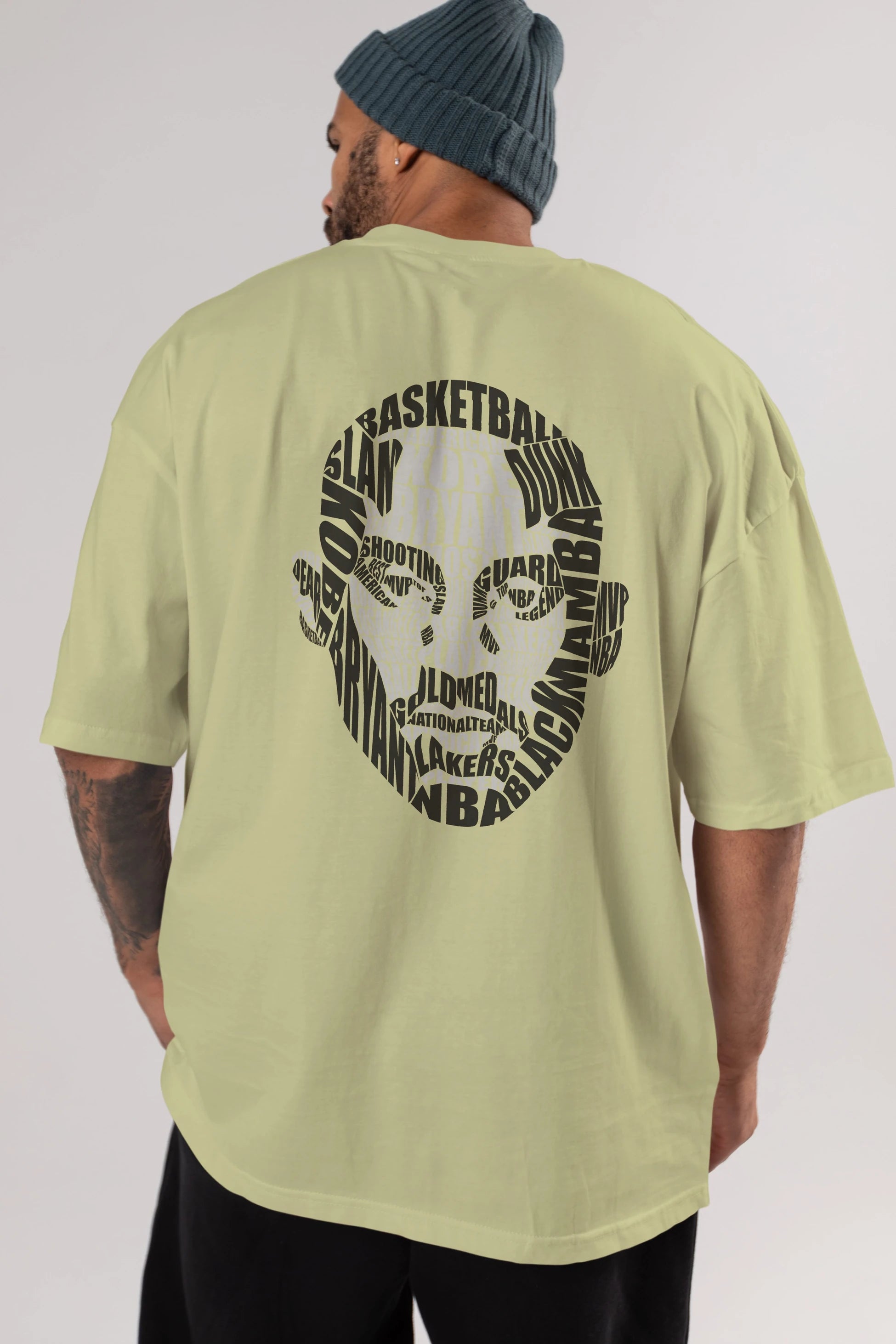 Kobe Bryan Calligram Arka Baskılı Oversize t-shirt %100 pamuk Erkek Kadın Unisex