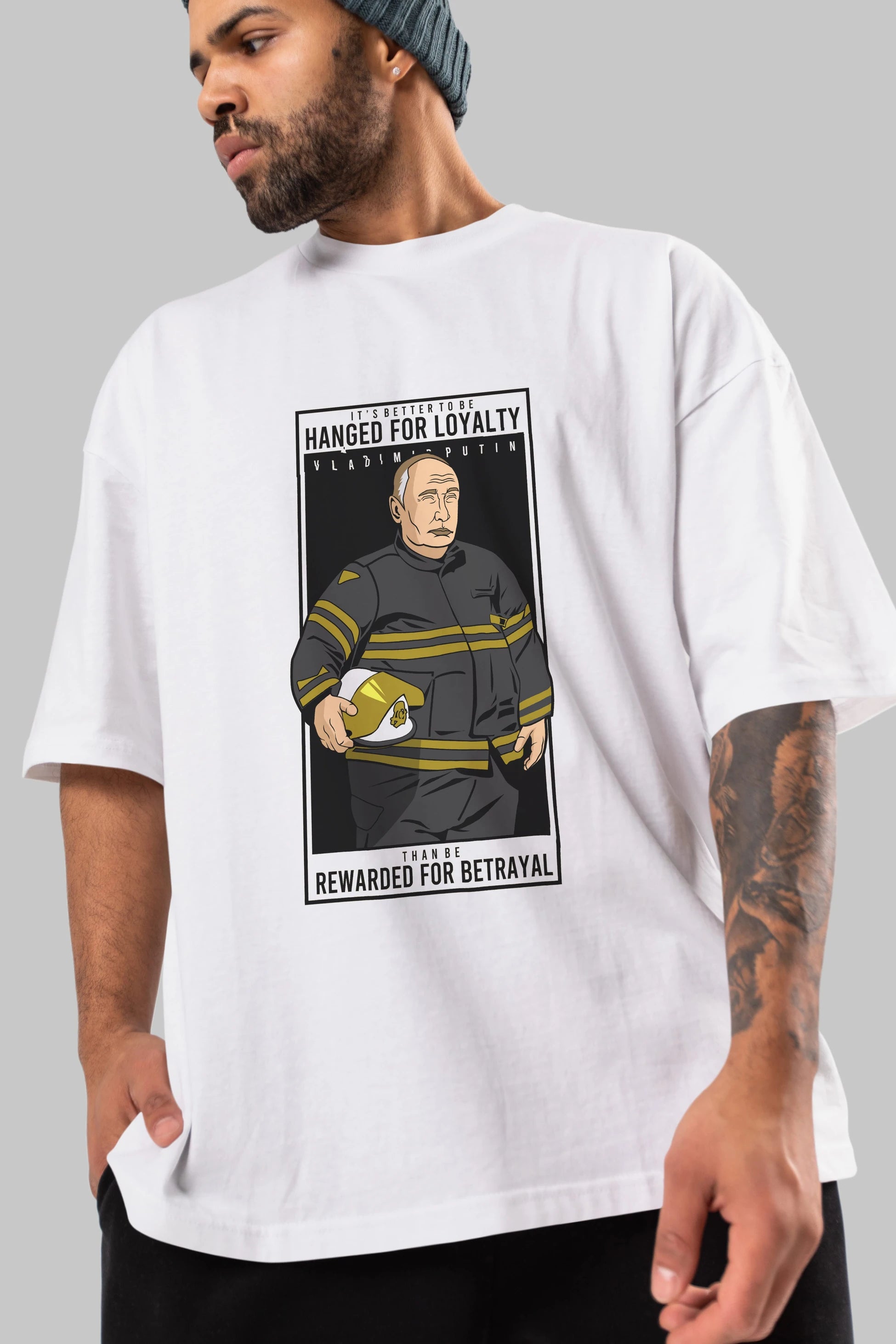 Putin Fireman Ön Baskılı Oversize t-shirt Erkek Kadın Unisex %100 Pamuk tişort