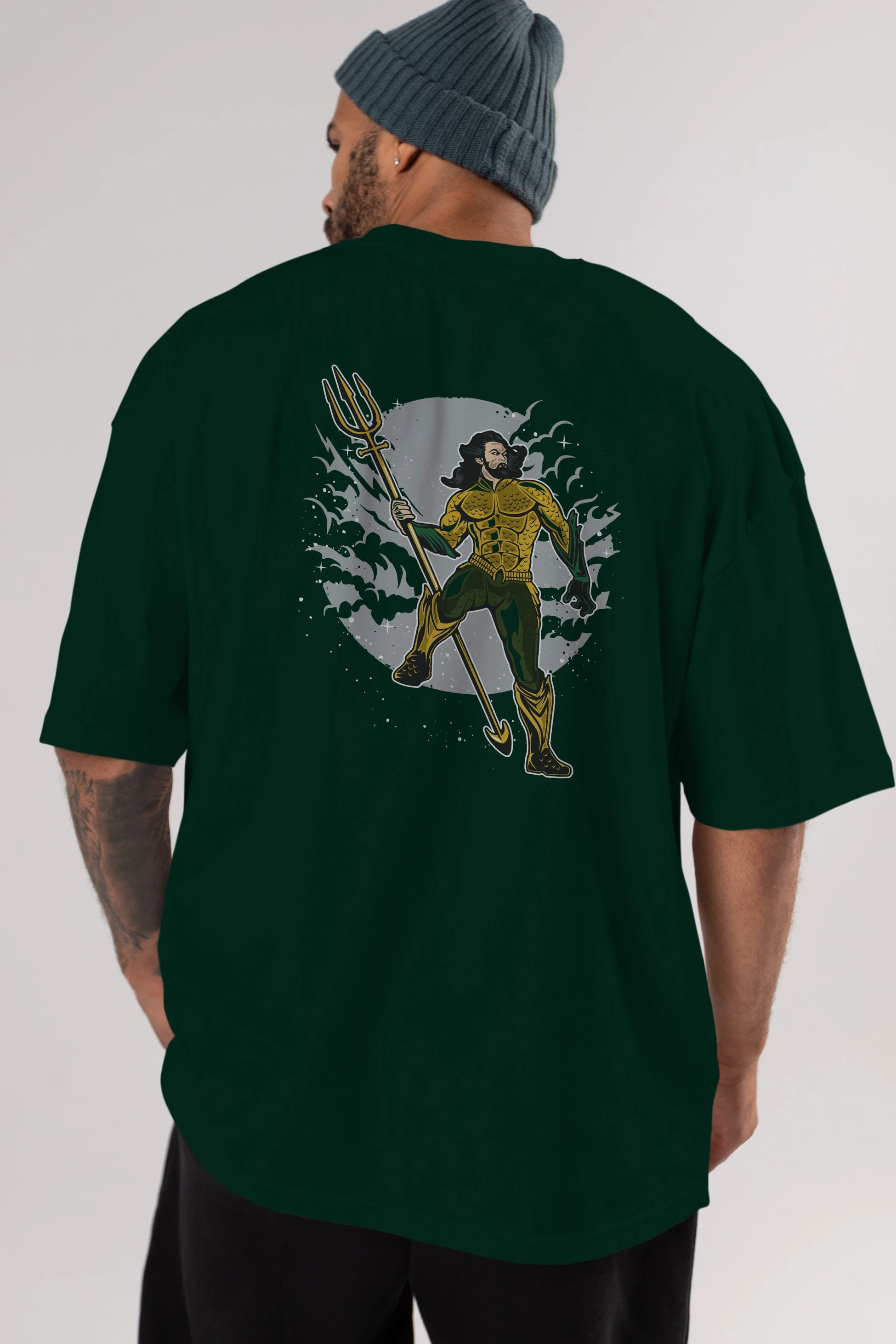 AQUAMAN Arka Baskılı Oversize t-shirt Erkek Kadın Unisex %100 Pamuk