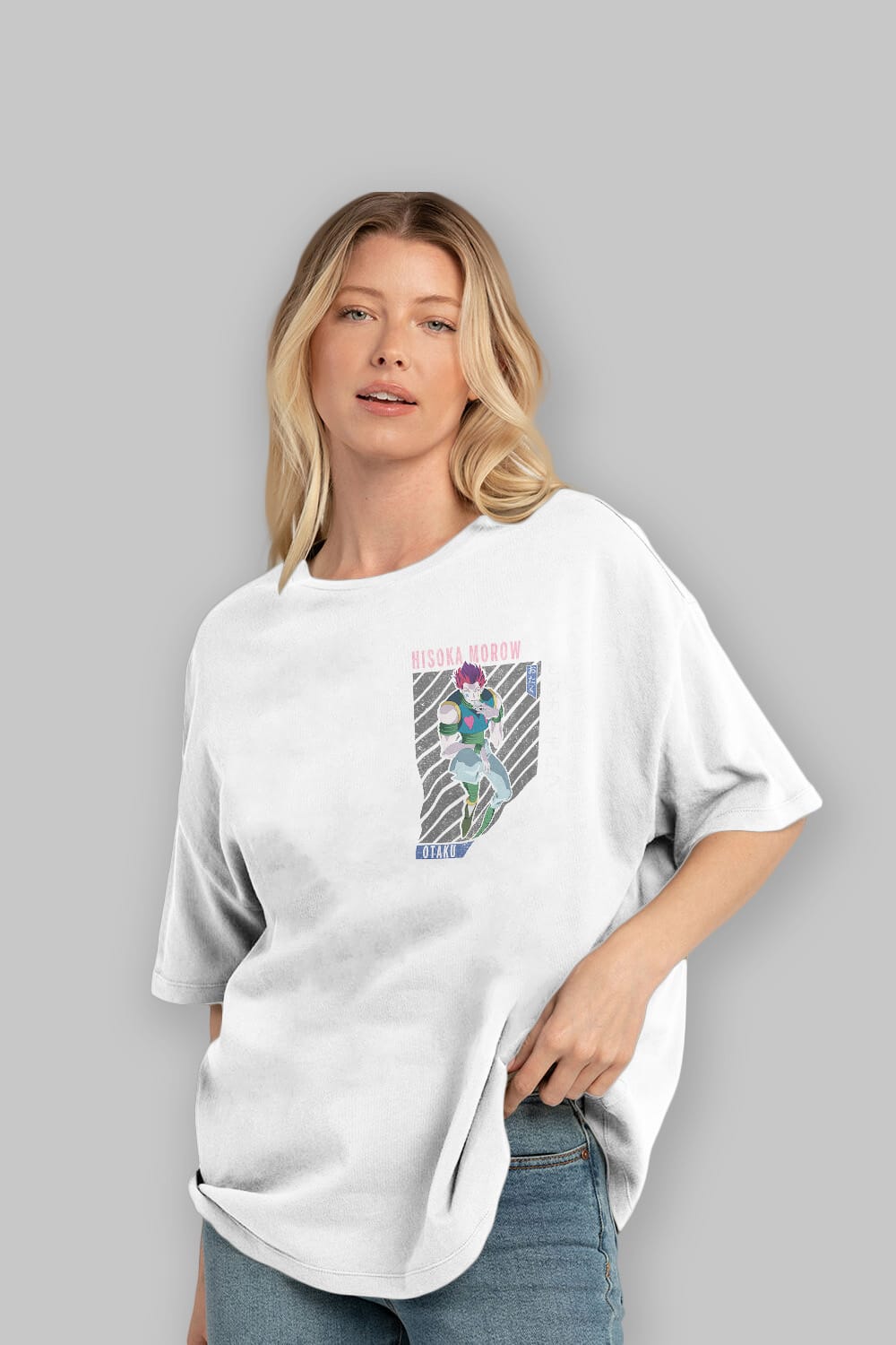 Hisoka Morow 2 2 Ön Sol Baskılı Oversize t-shirt Erkek Kadın Unisex %100 Pamuk Bisiklet Yaka tişort