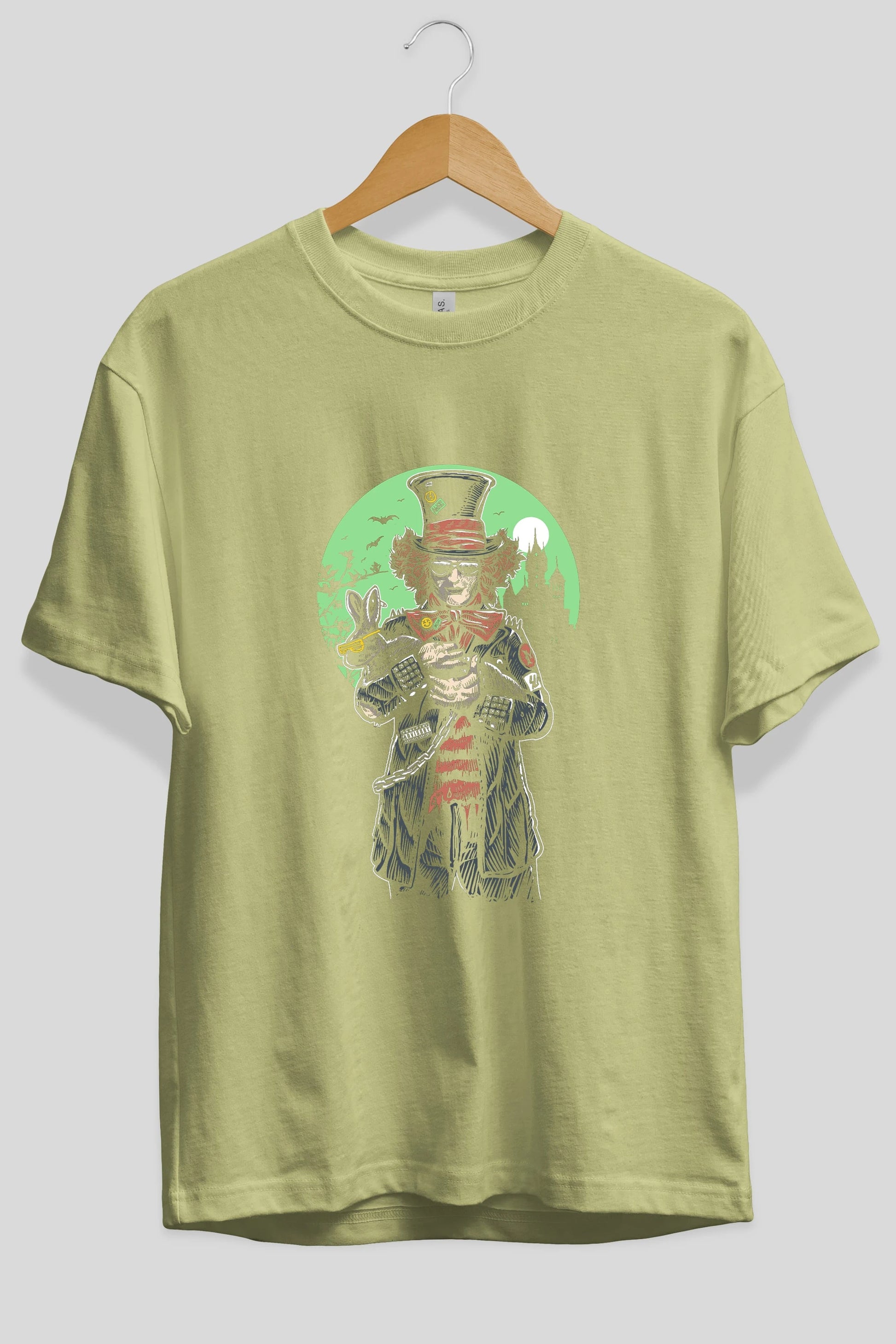 Mad Hatter Ön Baskılı Oversize t-shirt Erkek Kadın Unisex %100 Pamuk tişort