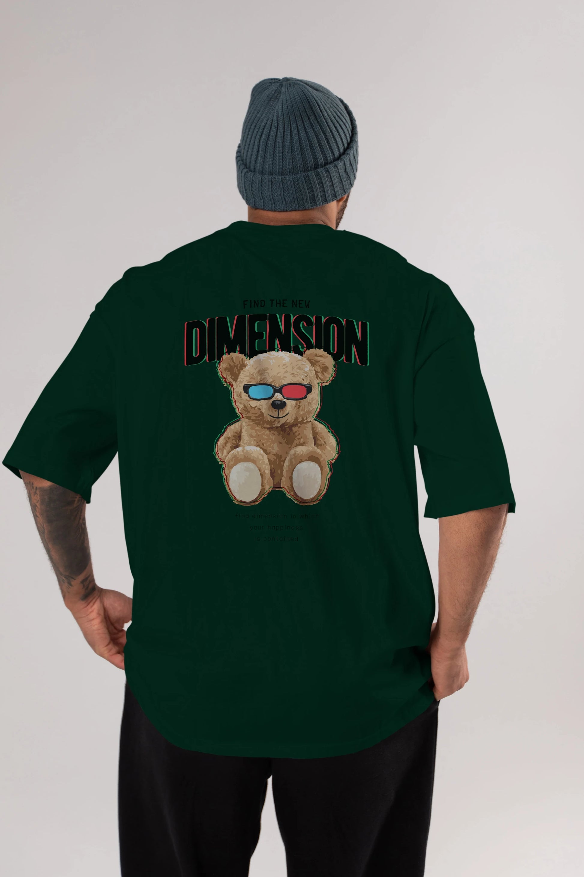 Teddy Bear Dimension Arka Baskılı Oversize t-shirt Erkek Kadın Unisex %100 Pamuk