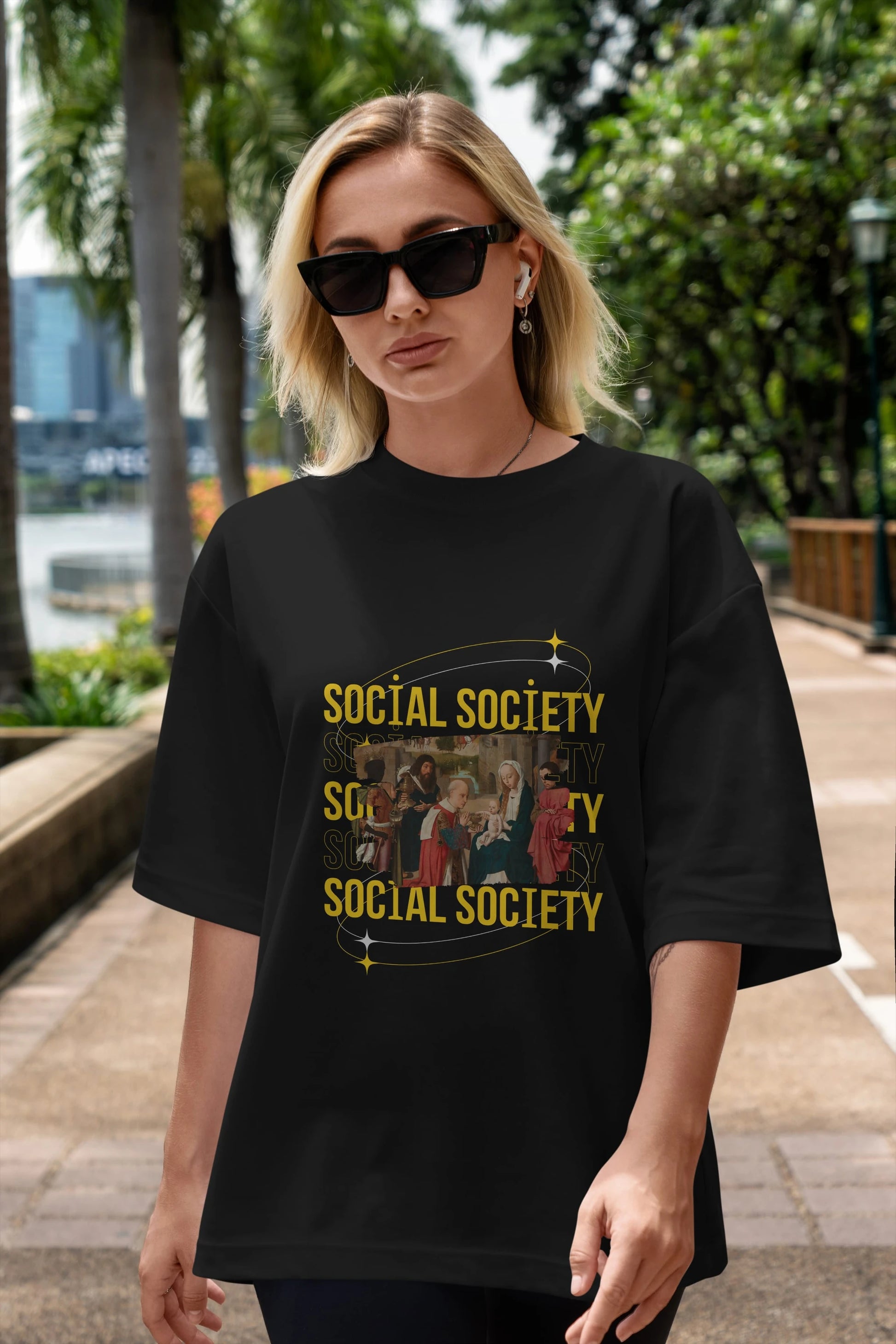 Social Society Yazılı Ön Baskılı Oversize t-shirt Erkek Kadın Unisex