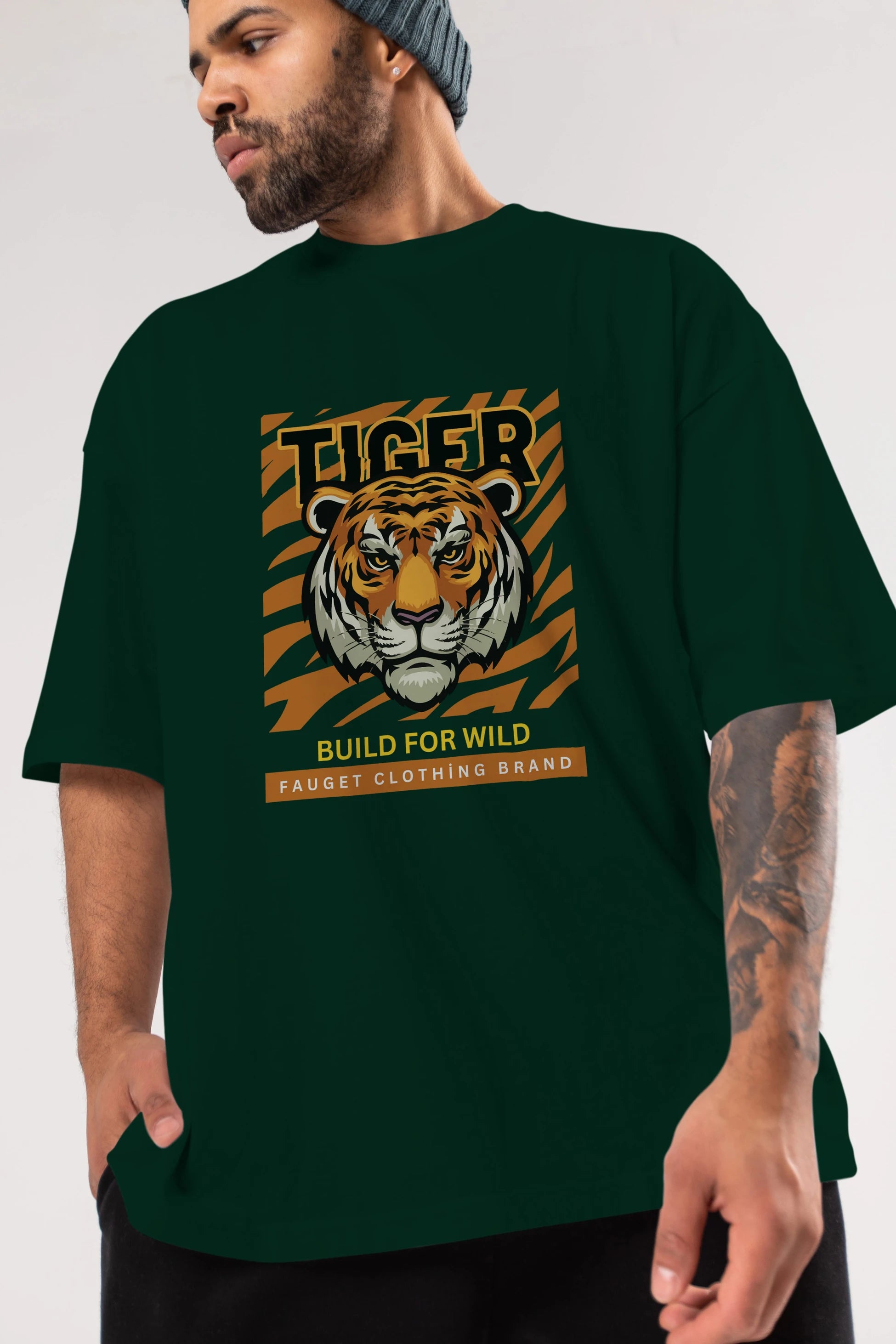 Tiger Ön Baskılı Oversize t-shirt Erkek Kadın Unisex