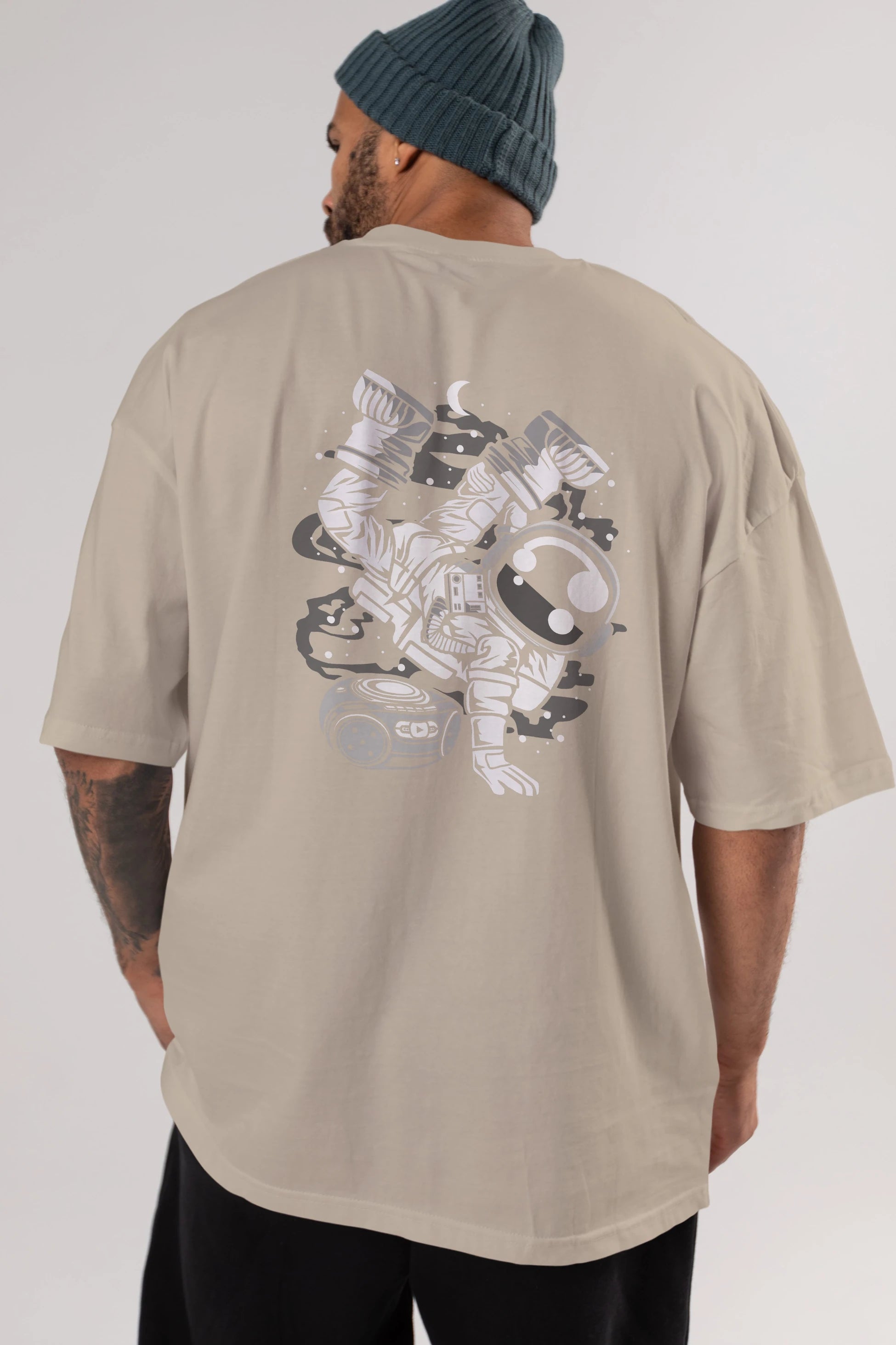 Space Breakdance Arka Baskılı Oversize t-shirt Erkek Kadın Unisex