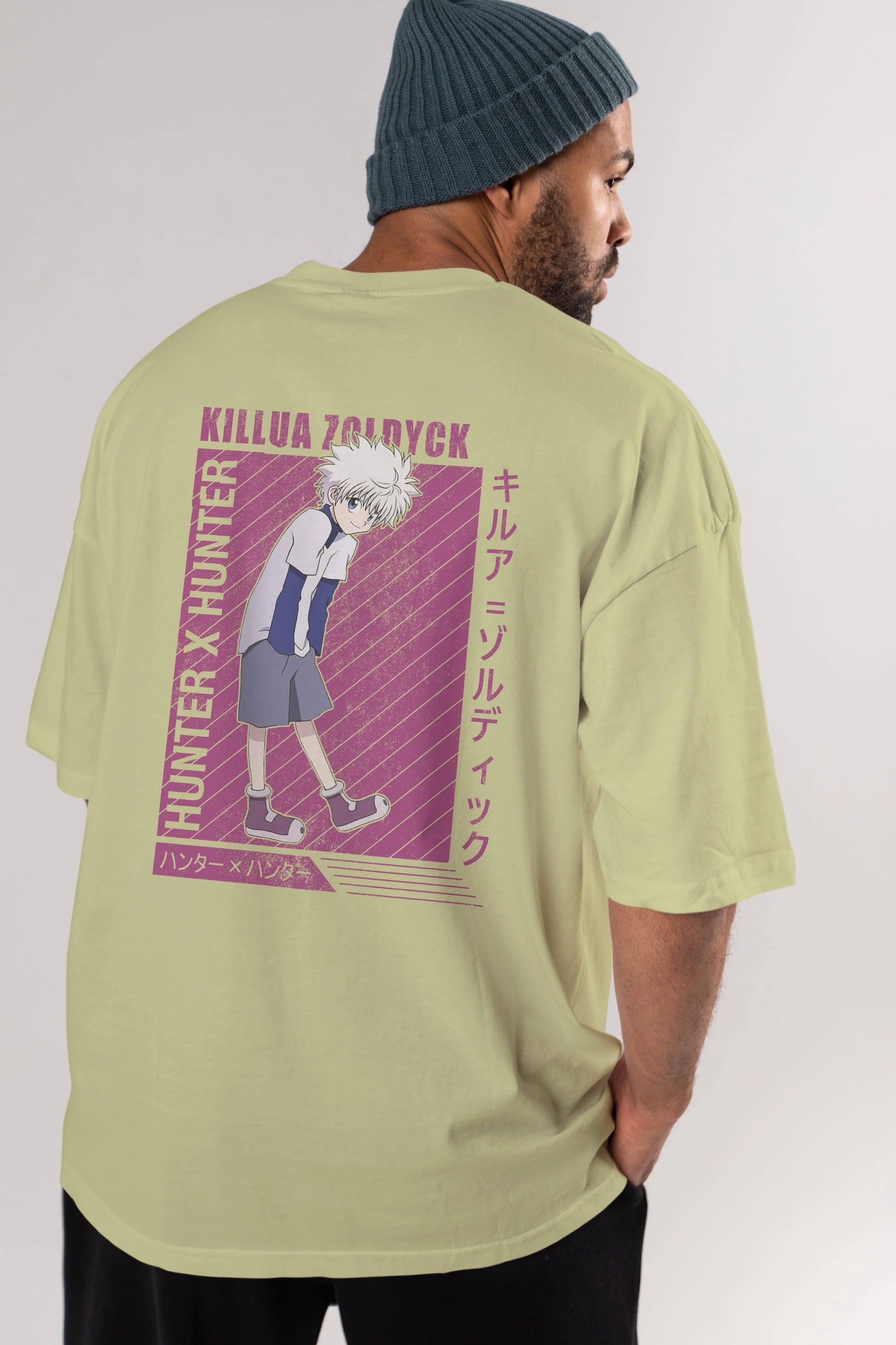 Killua Zoldyck 3 1 Anime Arka Baskılı Oversize t-shirt Erkek Kadın Unisex