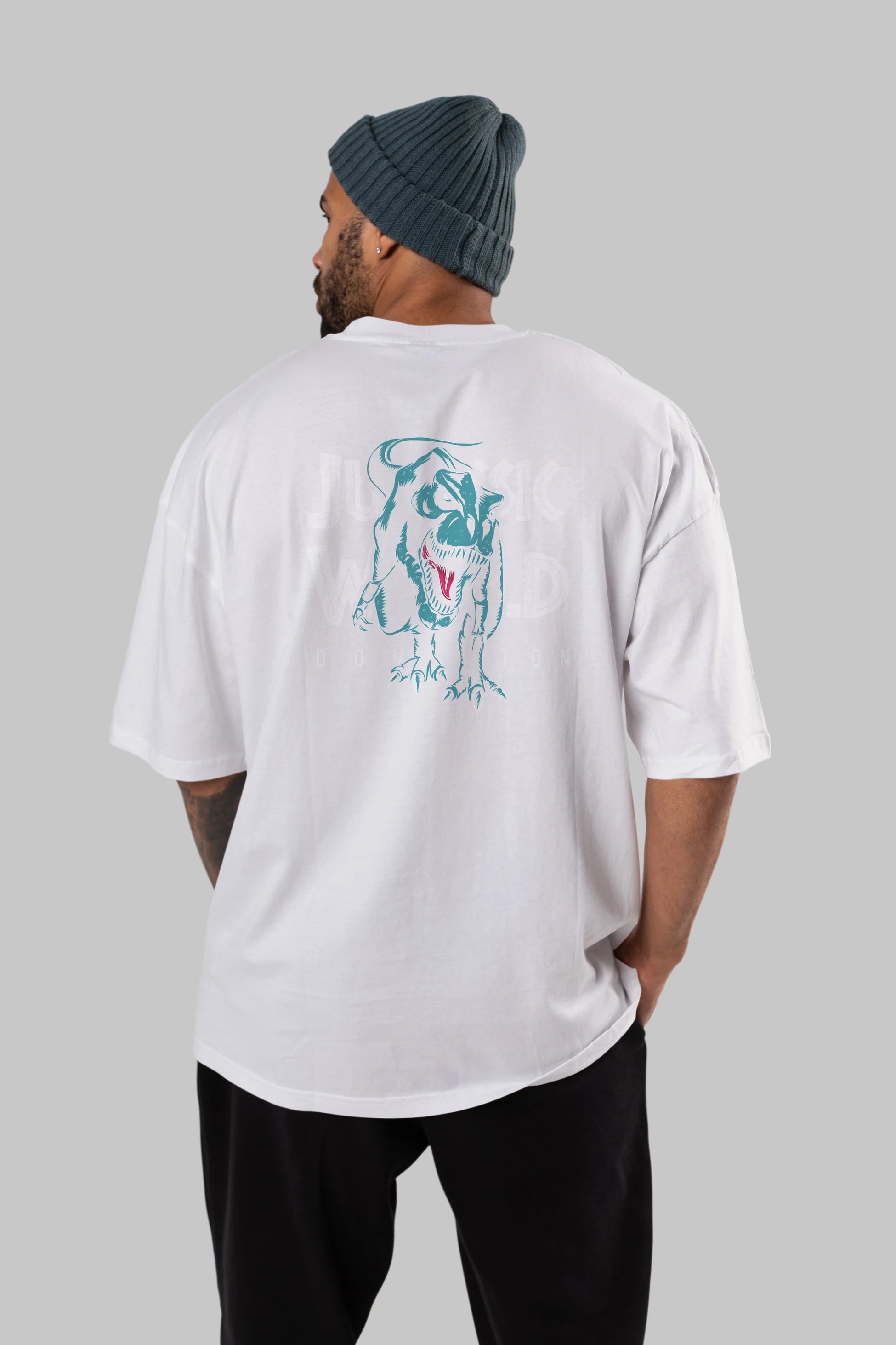 Jurassic Park (1) Arka Baskılı Oversize t-shirt Erkek Kadın Unisex %100 Pamuk Bisiklet Yaka tişort