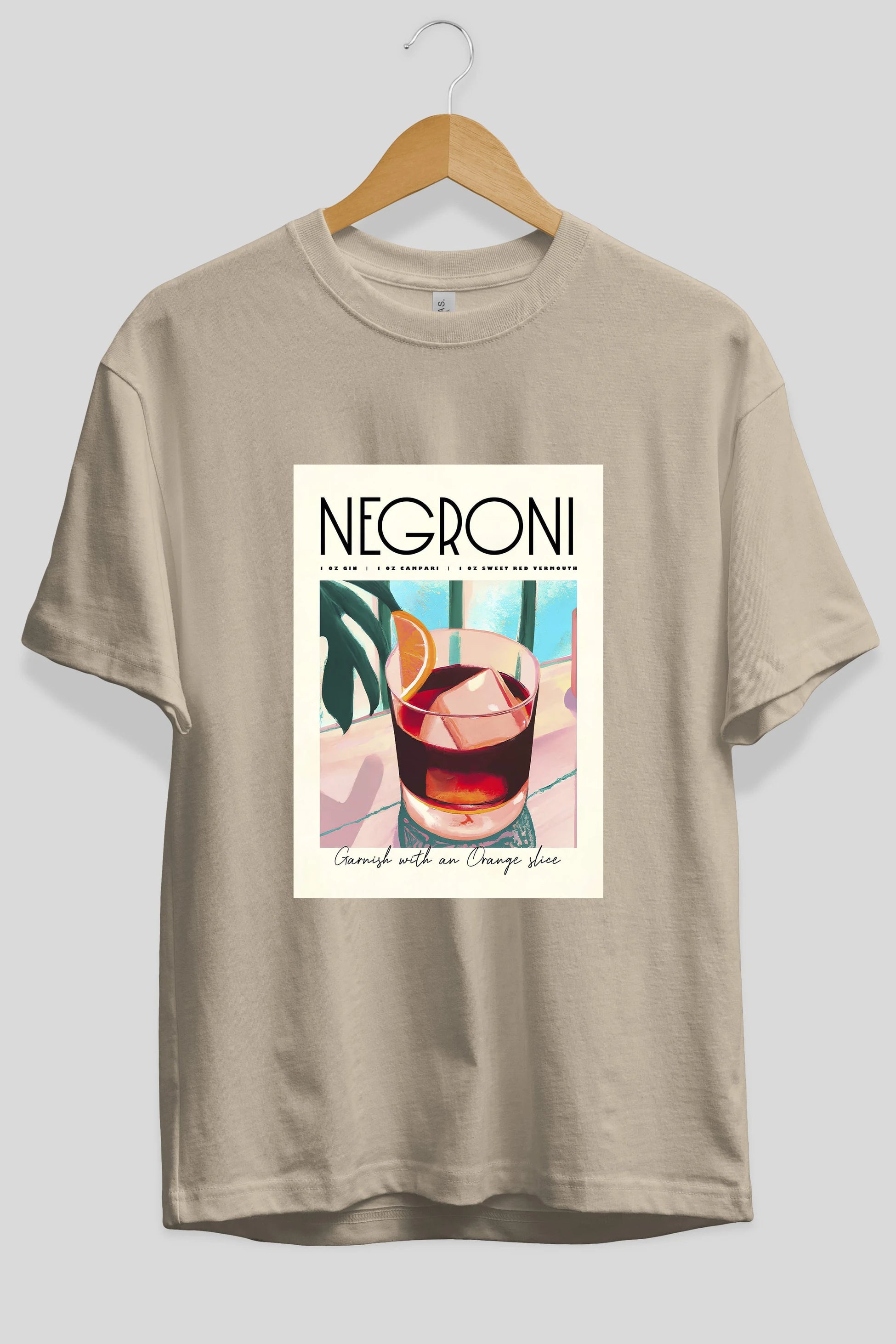 Negroni 4 Ön Baskılı Oversize t-shirt Erkek Kadın Unisex %100 Pamuk Bisiklet Yaka tişort