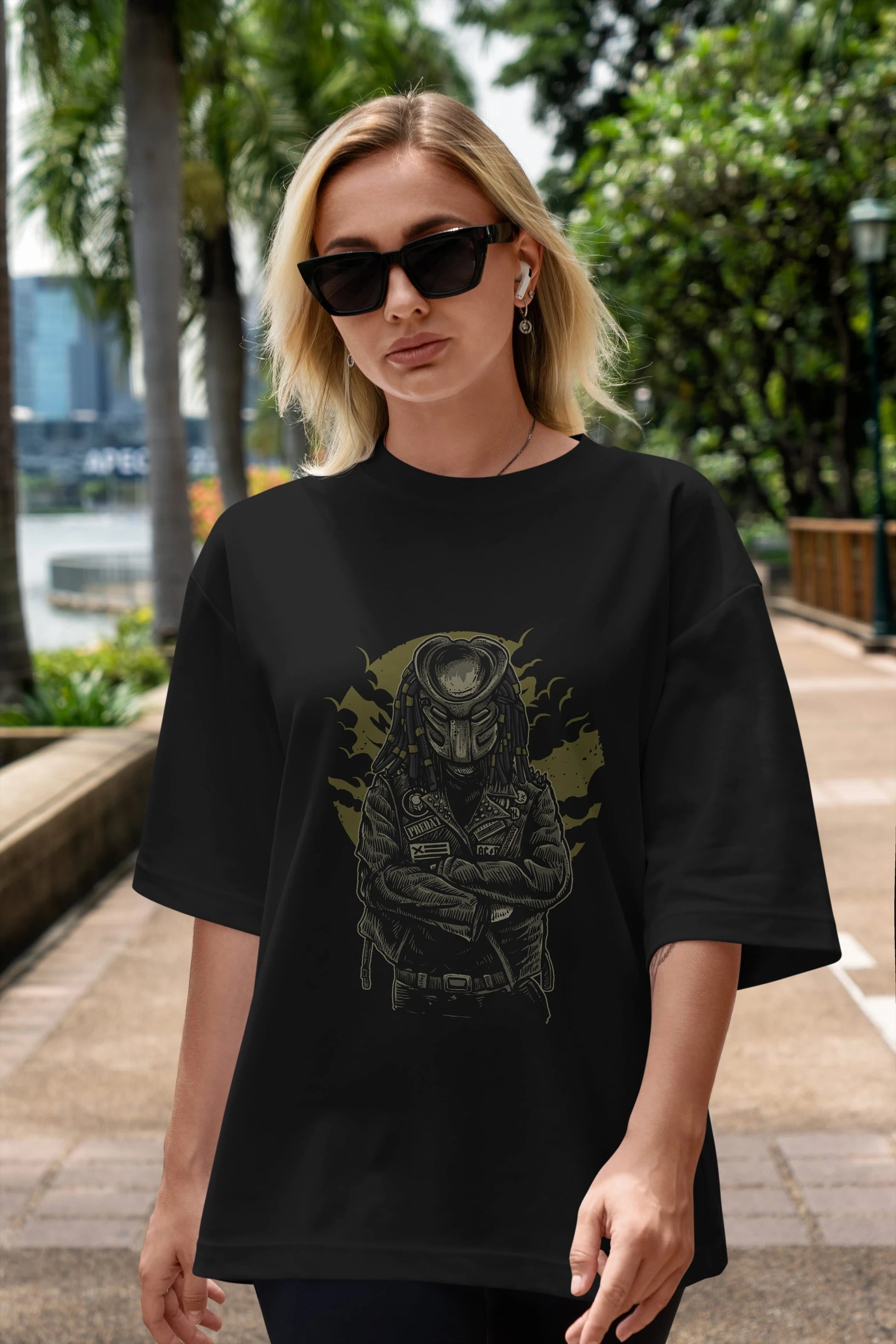 Predator Ön Baskılı Oversize t-shirt Erkek Kadın Unisex %100 Pamuk tişort