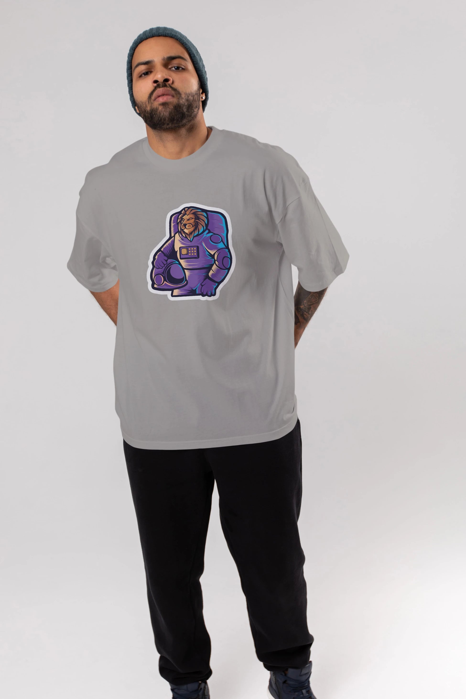 Astroking Sticker Ön Baskılı Oversize t-shirt Erkek Kadın Unisex