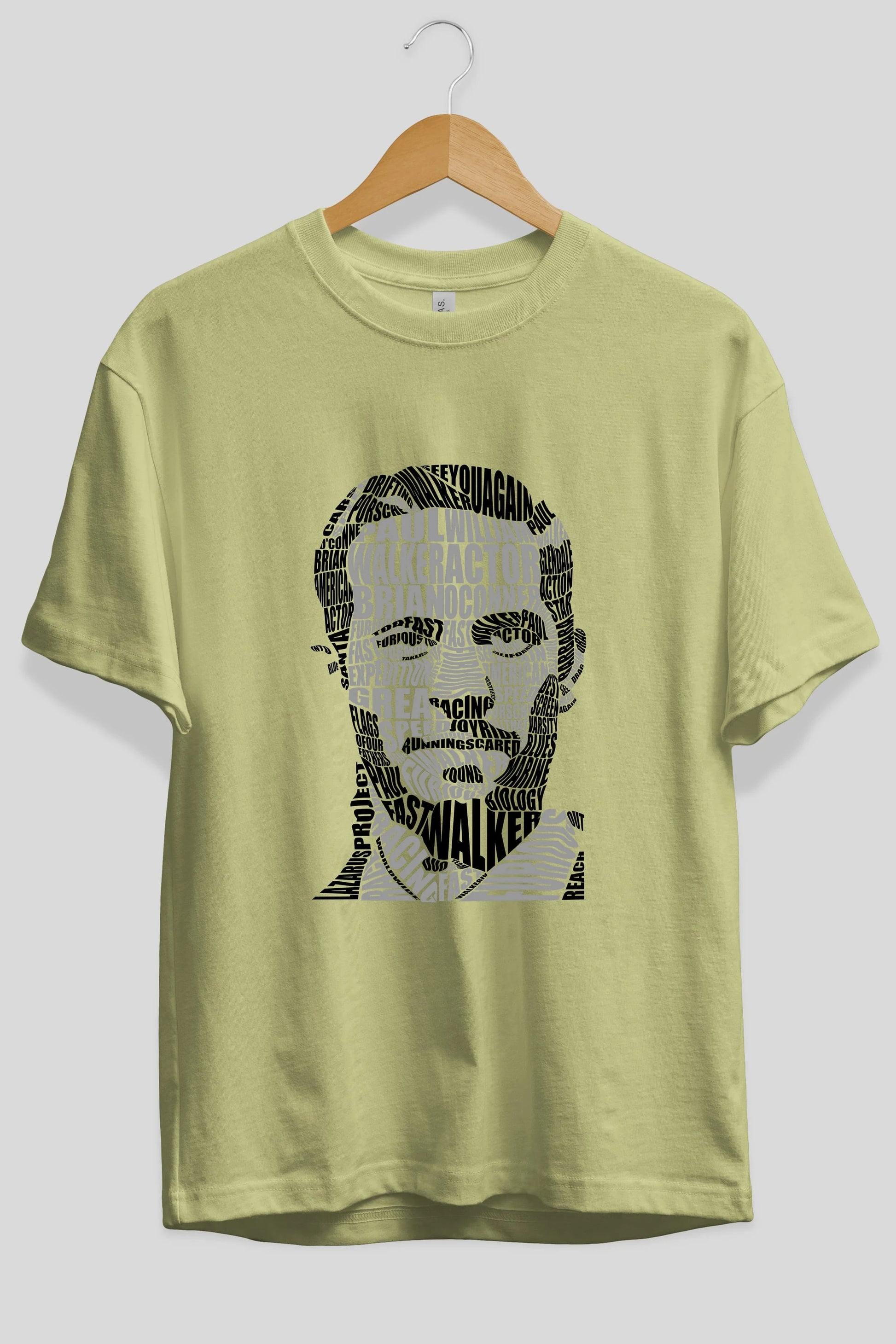 Paul Walker Calligram Ön Baskılı Oversize t-shirt %100 pamuk Erkek Kadın Unisex