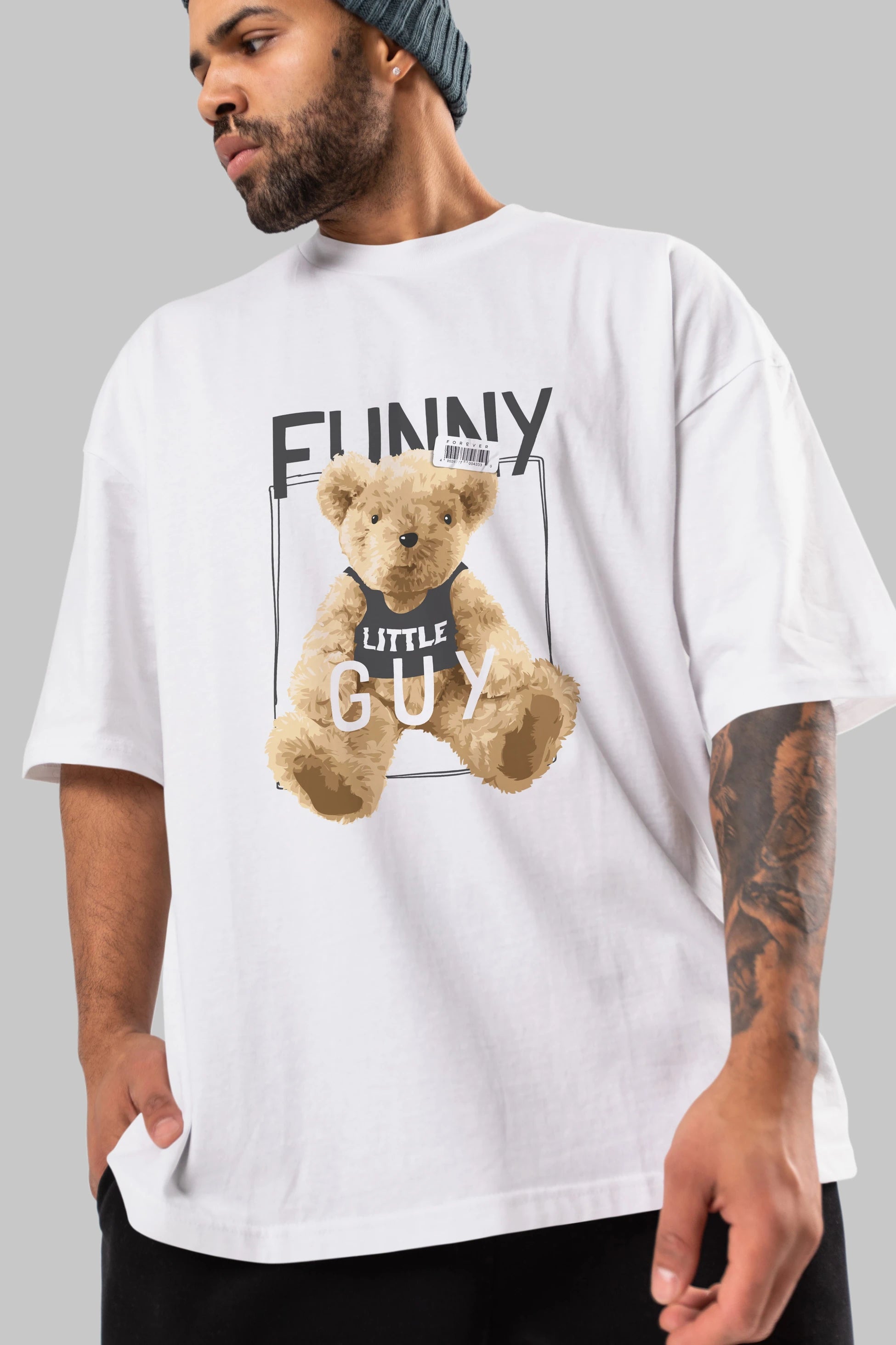 Teddy Bear Funny Ön Baskılı Oversize t-shirt Erkek Kadın Unisex %100 Pamuk
