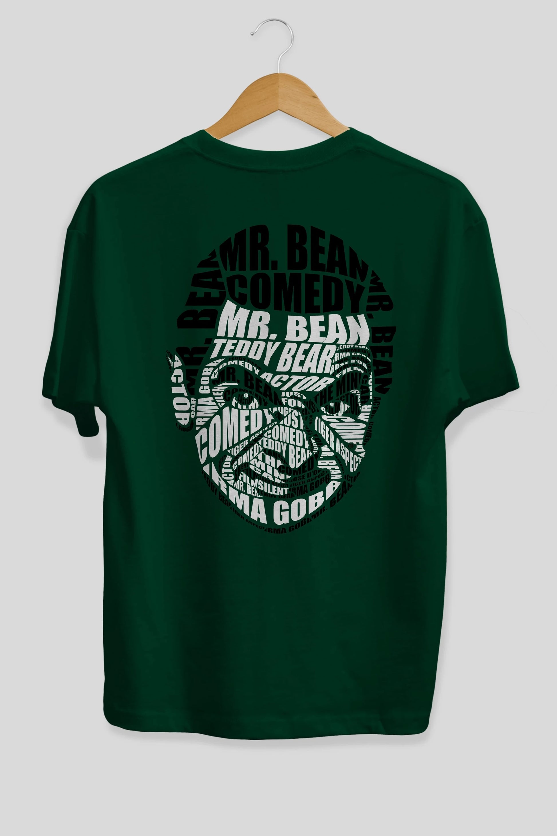 Mr Bean Calligram Arka Baskılı Oversize t-shirt %100 pamuk Erkek Kadın Unisex