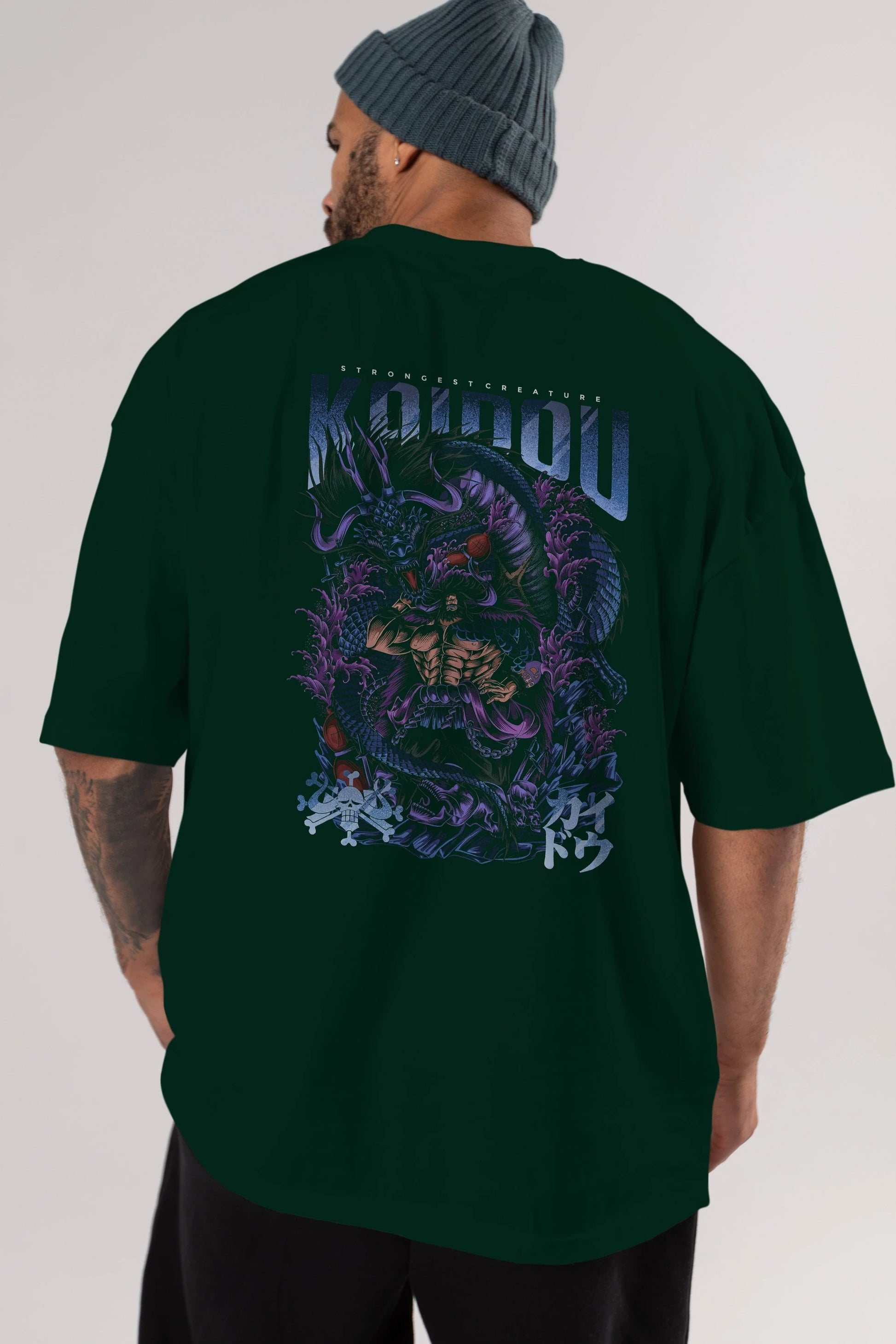 KAIDOU ONE PIECE Anime Arka Baskılı Oversize t-shirt Erkek Kadın Unisex