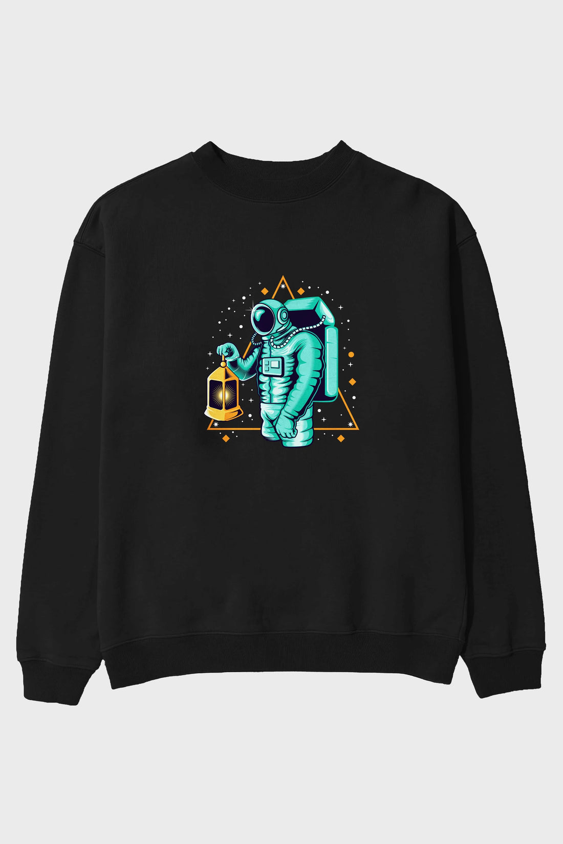 Astronaut Lantern Ön Baskılı Oversize Sweatshirt Erkek Kadın Unisex
