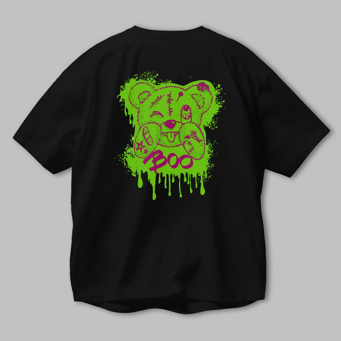 Boo  Bear Arka Baskılı Oversize t-shirt Erkek Kadın Unisex