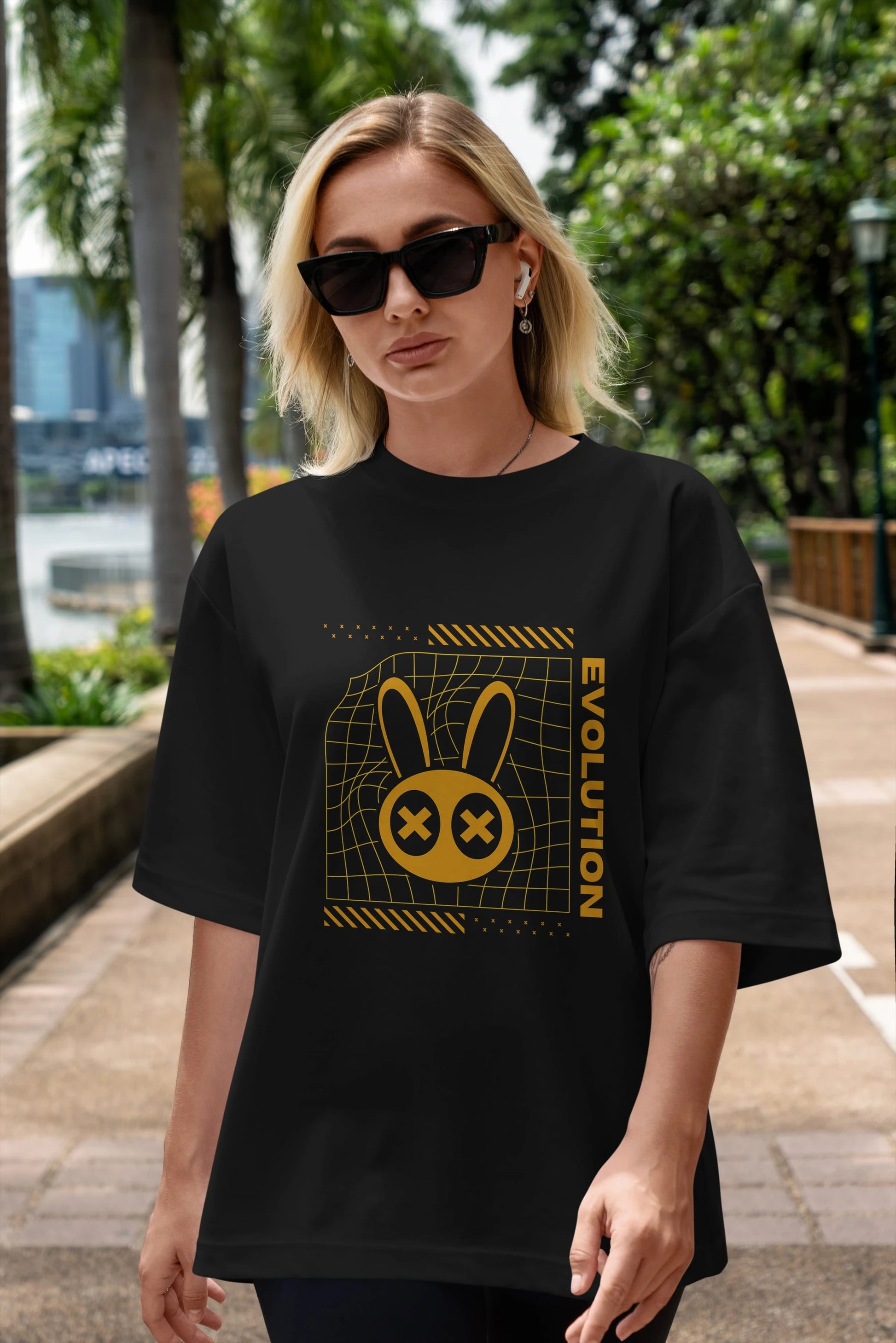 Evolution Yazılı Ön Baskılı Oversize t-shirt Erkek Kadın Unisex