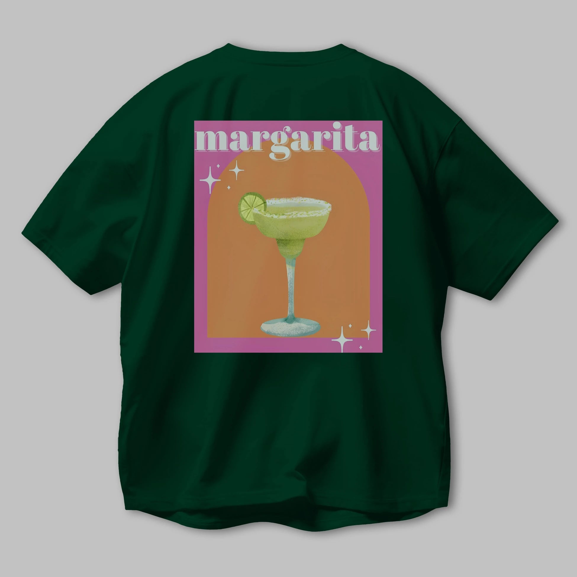 Margarita 7 Arka Baskılı Oversize t-shirt Erkek Kadın Unisex %100 Pamuk Bisiklet Yaka tişort