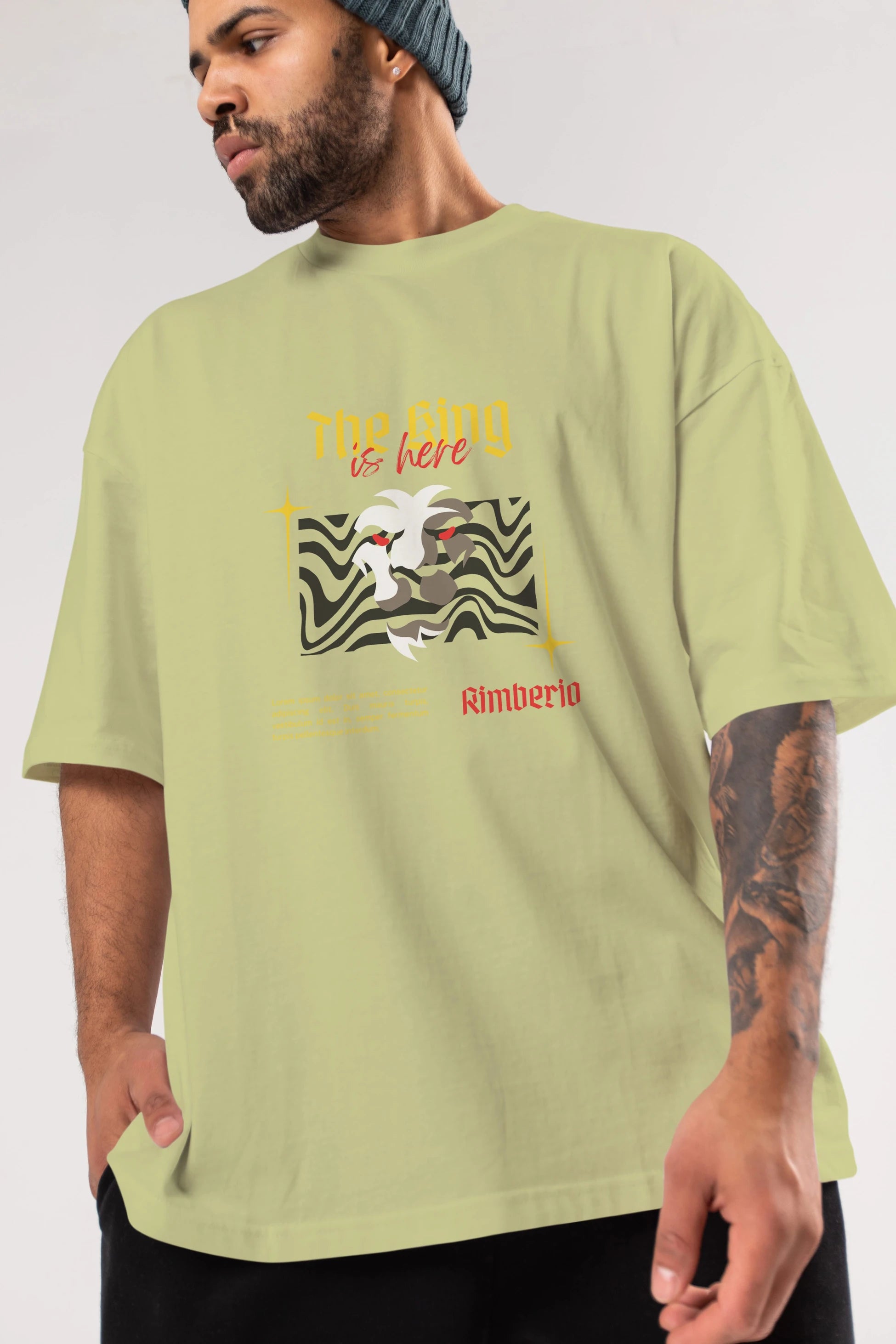 The King is Here Yazılı Ön Baskılı Oversize t-shirt Erkek Kadın Unisex