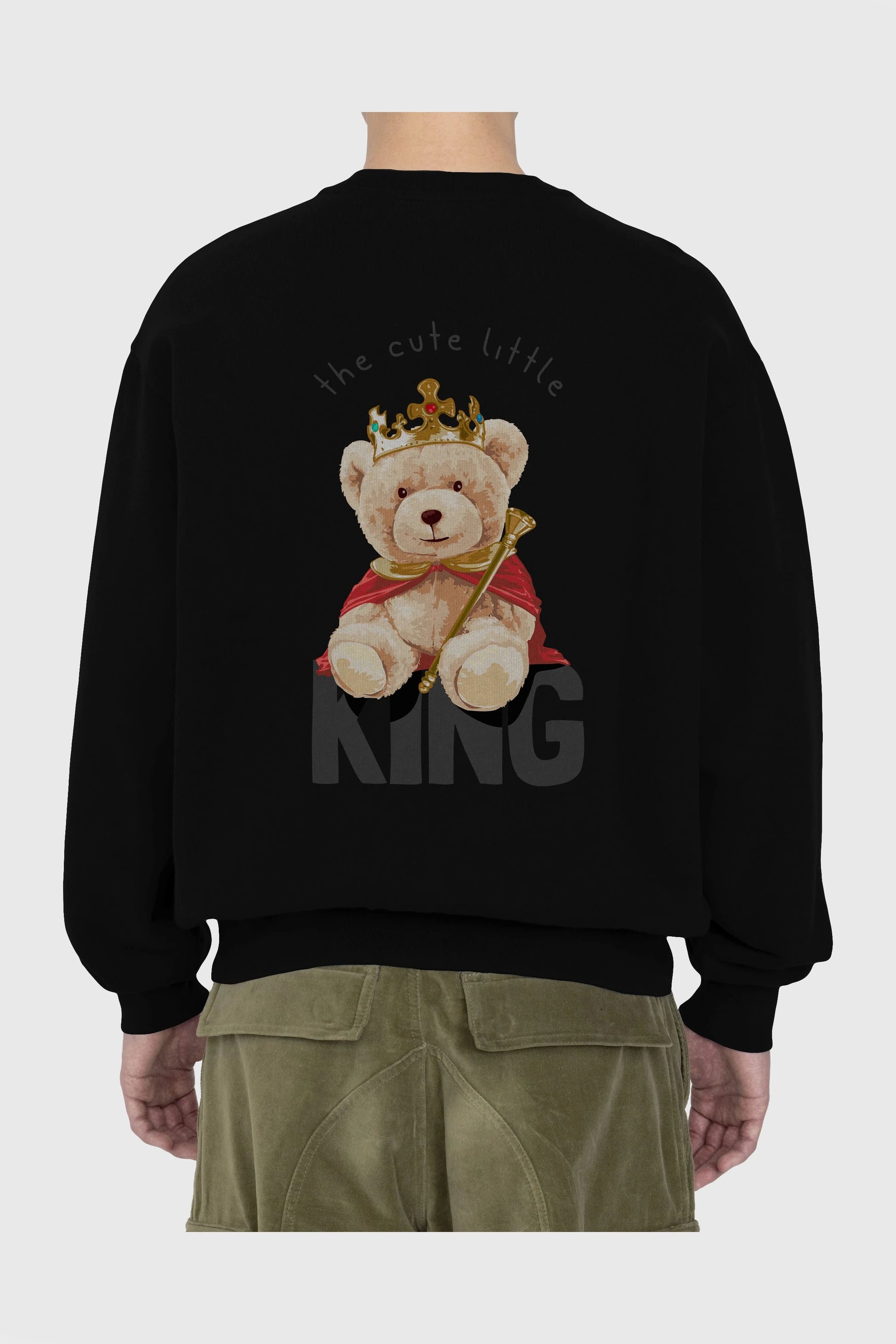 Teddy Bear King Arka Baskılı Oversize Sweatshirt Erkek Kadın Unisex