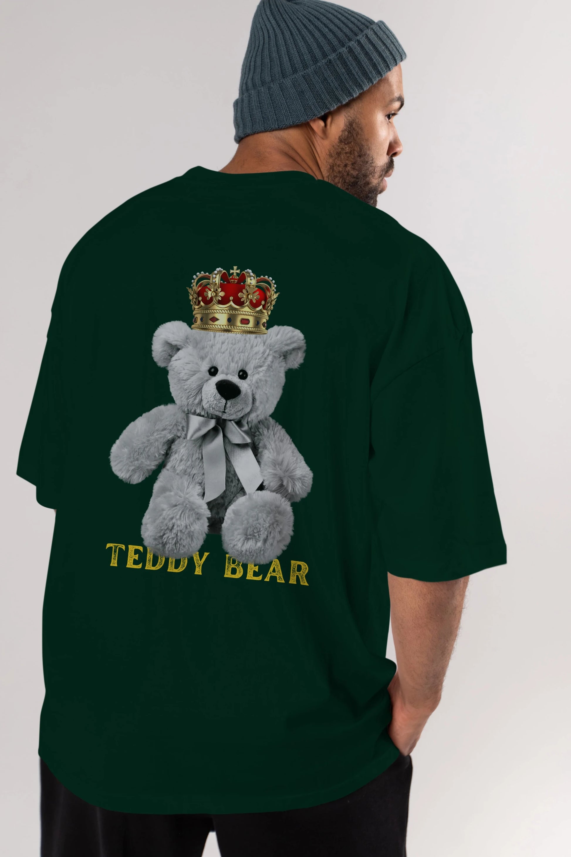 Teddy Bear Arka Baskılı Oversize t-shirt Erkek Kadın Unisex %100 Pamuk