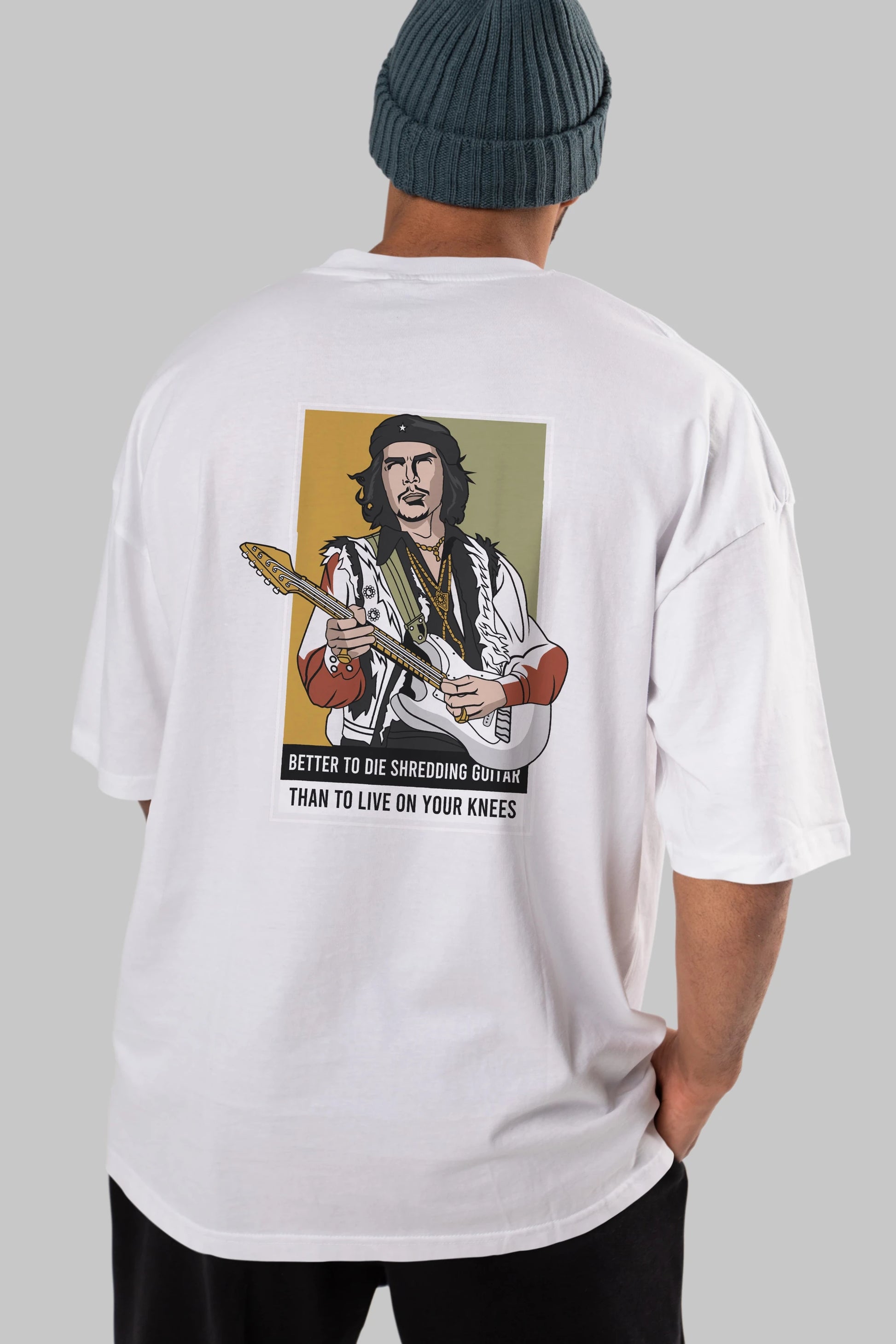 Che Guevara Hendrix Arka Baskılı Oversize t-shirt Erkek Kadın Unisex %100 Pamuk tişort