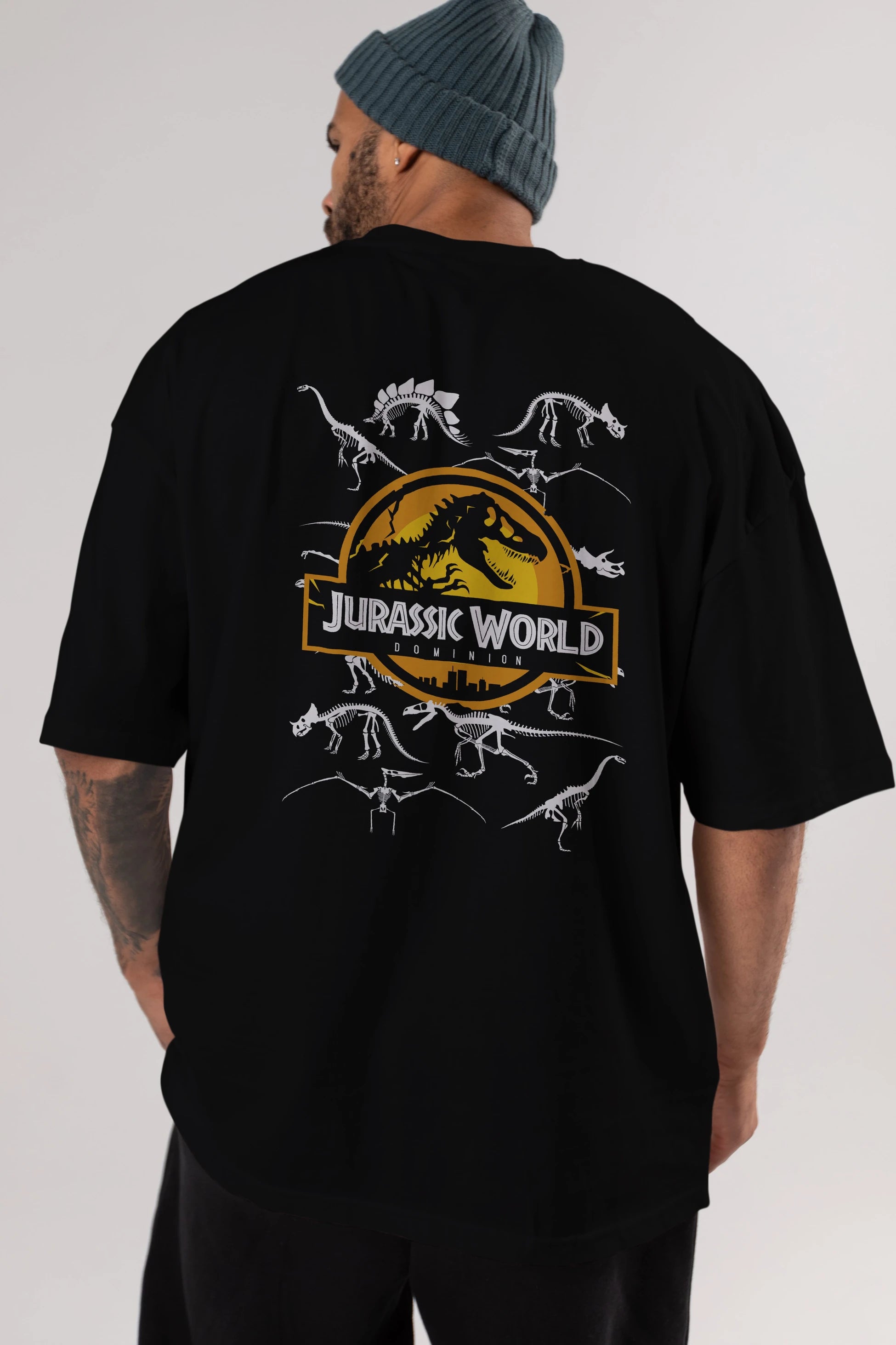 Jurassic Park (5) Arka Baskılı Oversize t-shirt Erkek Kadın Unisex %100 Pamuk Bisiklet Yaka tişort