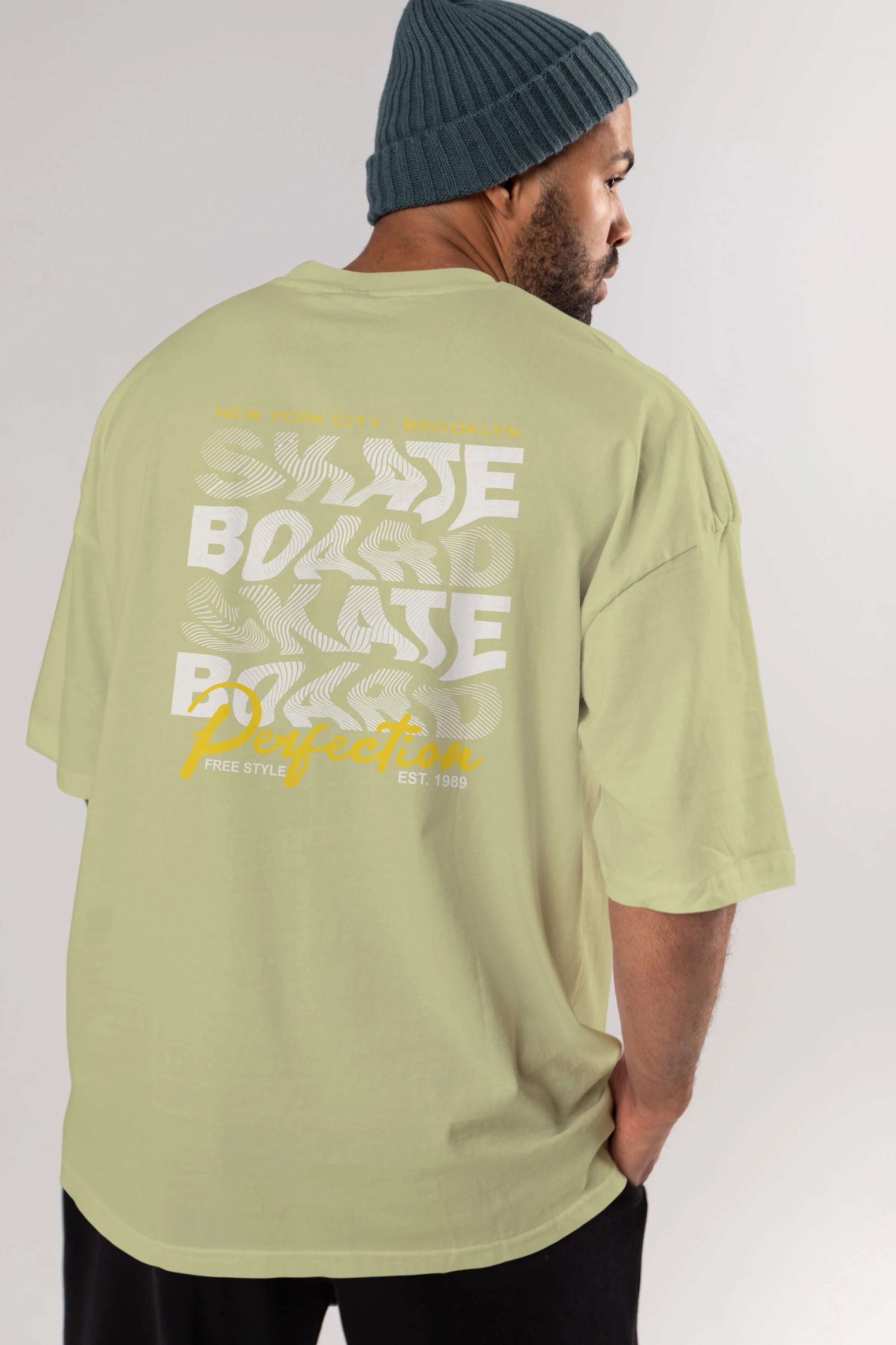 New York City and Brooklyn Arka Baskılı Oversize t-shirt Erkek Kadın Unisex