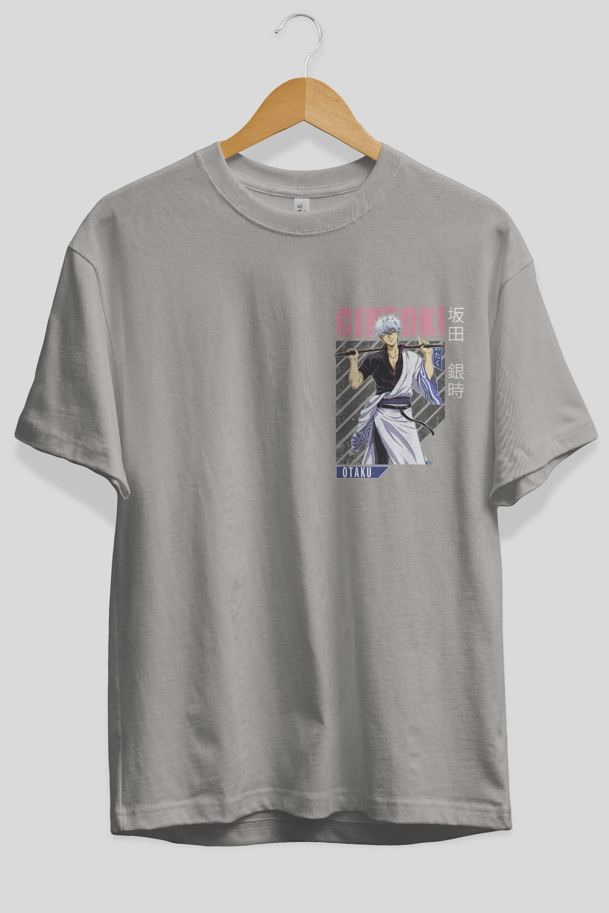 Gintoki Sakata GINTAMA 3 Ön Sol Baskılı Oversize t-shirt Erkek Kadın Unisex %100 Pamuk Bisiklet Yaka tişort