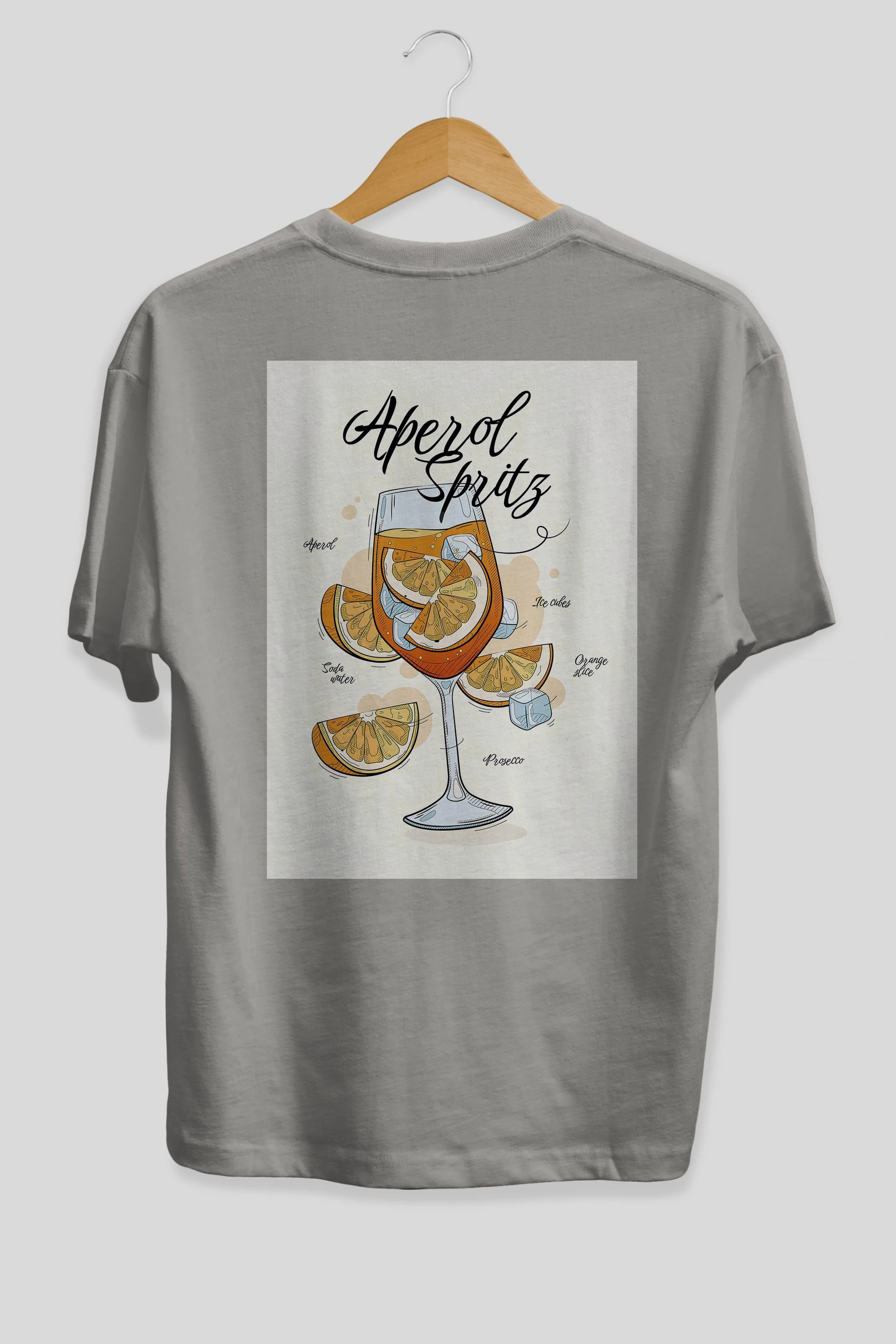 Aperol Spritz 6 Arka Baskılı Oversize t-shirt Erkek Kadın Unisex %100 Pamuk Bisiklet Yaka tişort