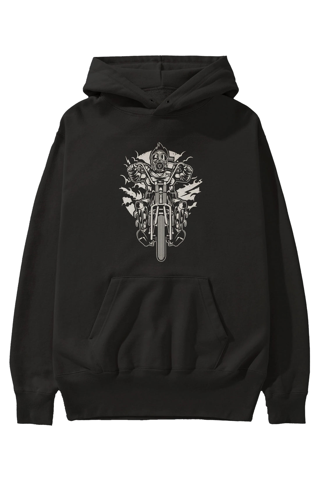 Gasmask Chopper Ön Baskılı Hoodie Oversize Kapüşonlu Sweatshirt Erkek Kadın Unisex