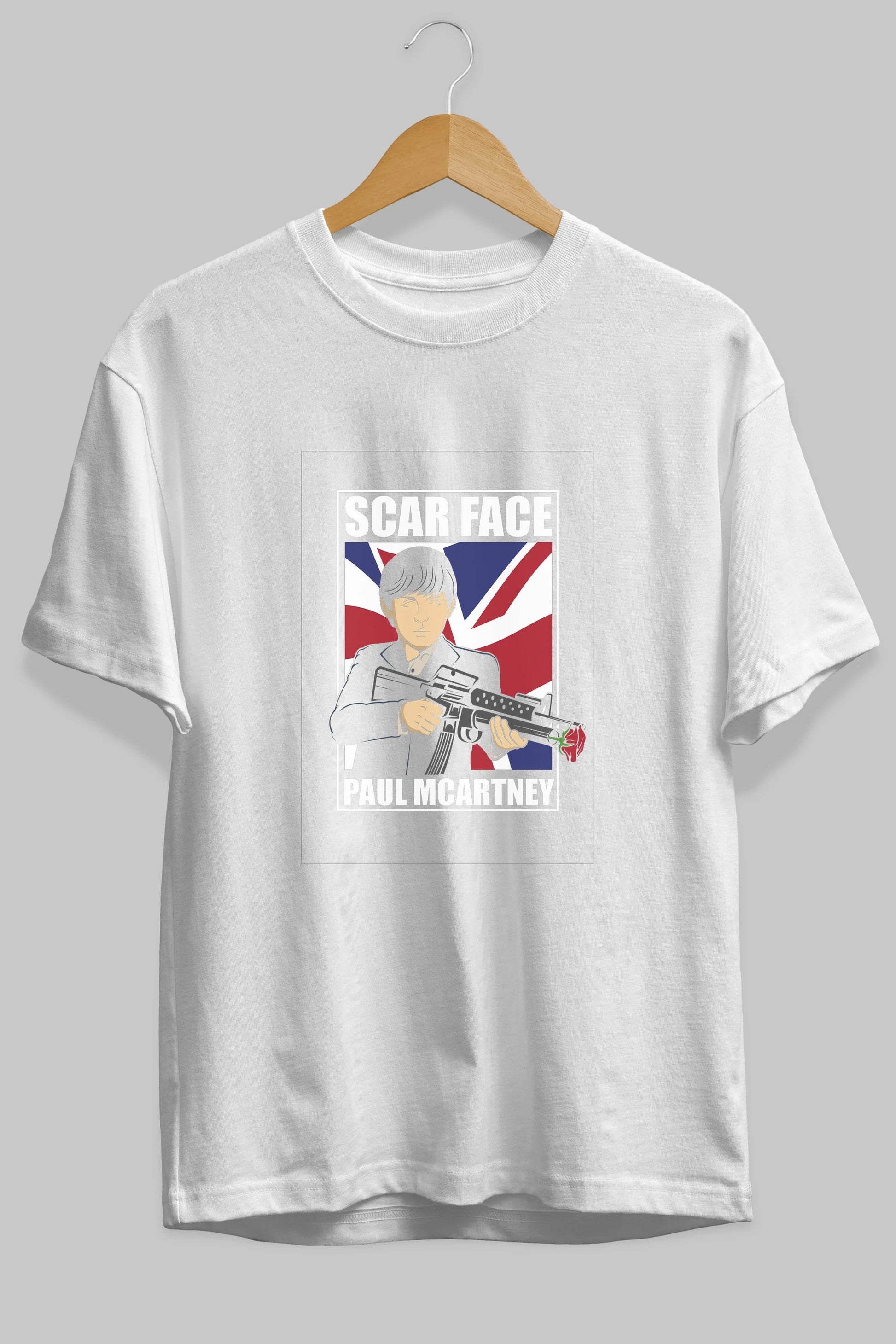 Paul Mccartney Scar Face Ön Baskılı Oversize t-shirt Erkek Kadın Unisex %100 Pamuk tişort