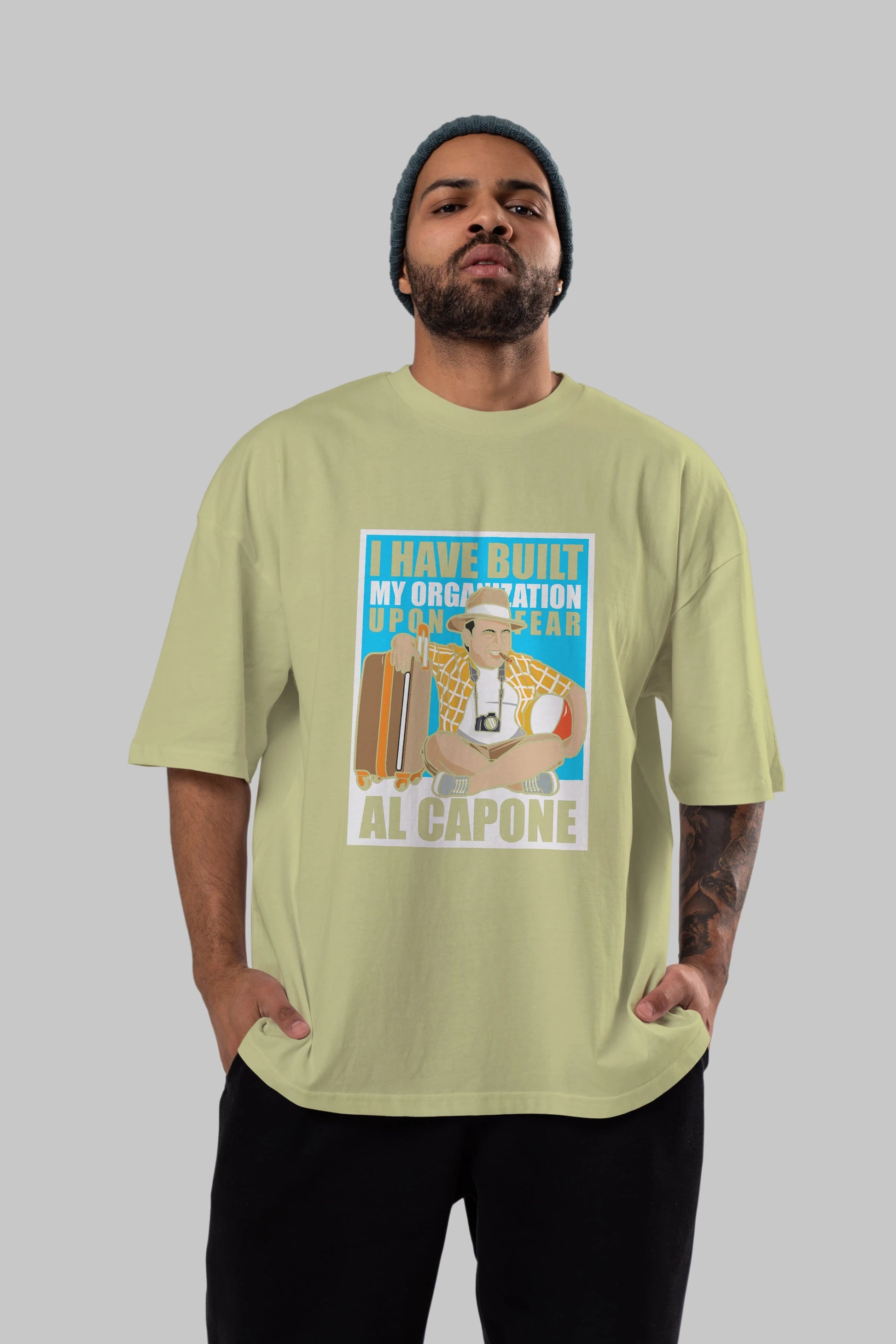 Al Capone Holiday Ön Baskılı Oversize t-shirt Erkek Kadın Unisex %100 Pamuk tişort