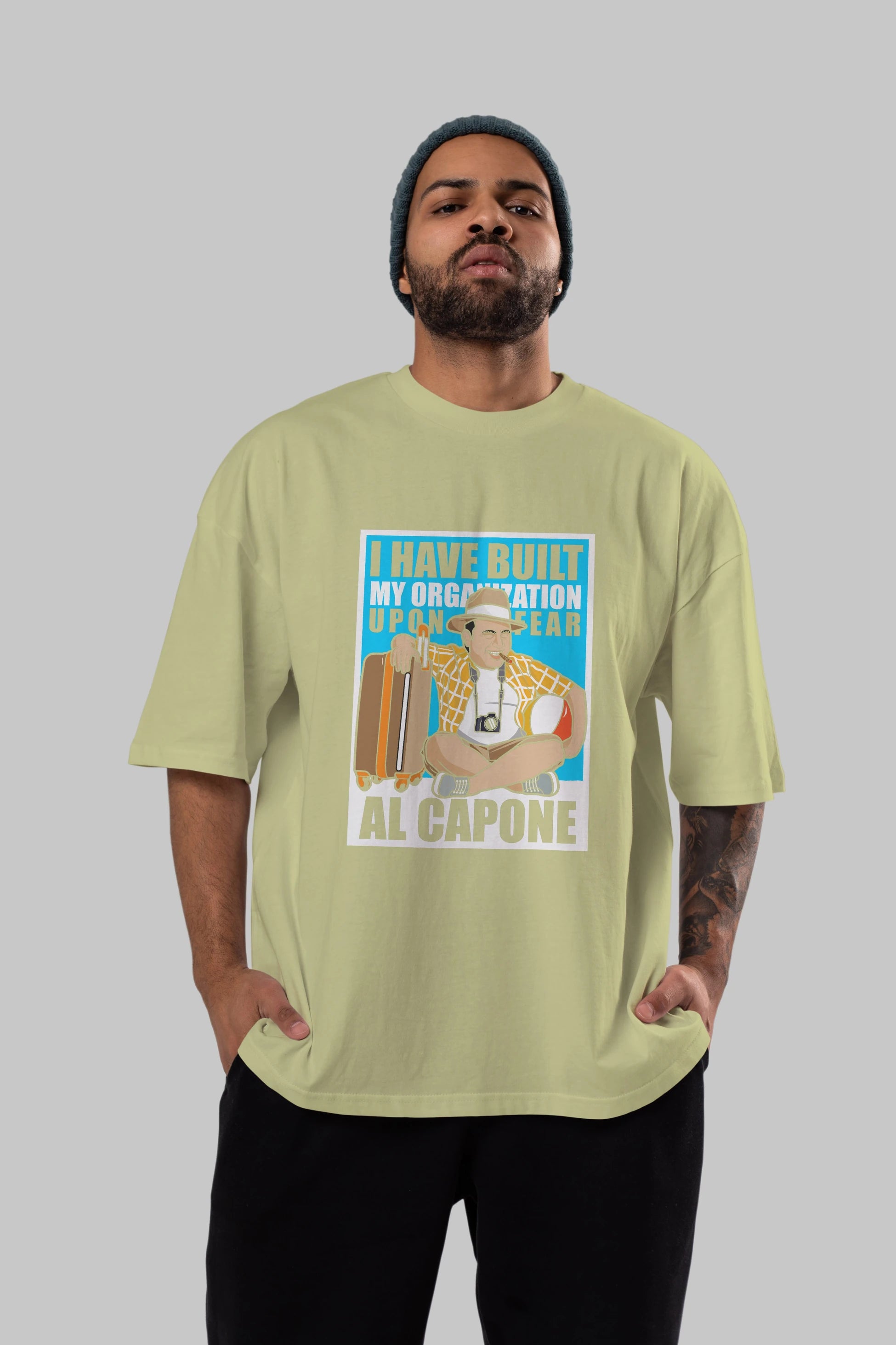 Al Capone Holiday Ön Baskılı Oversize t-shirt Erkek Kadın Unisex %100 Pamuk tişort