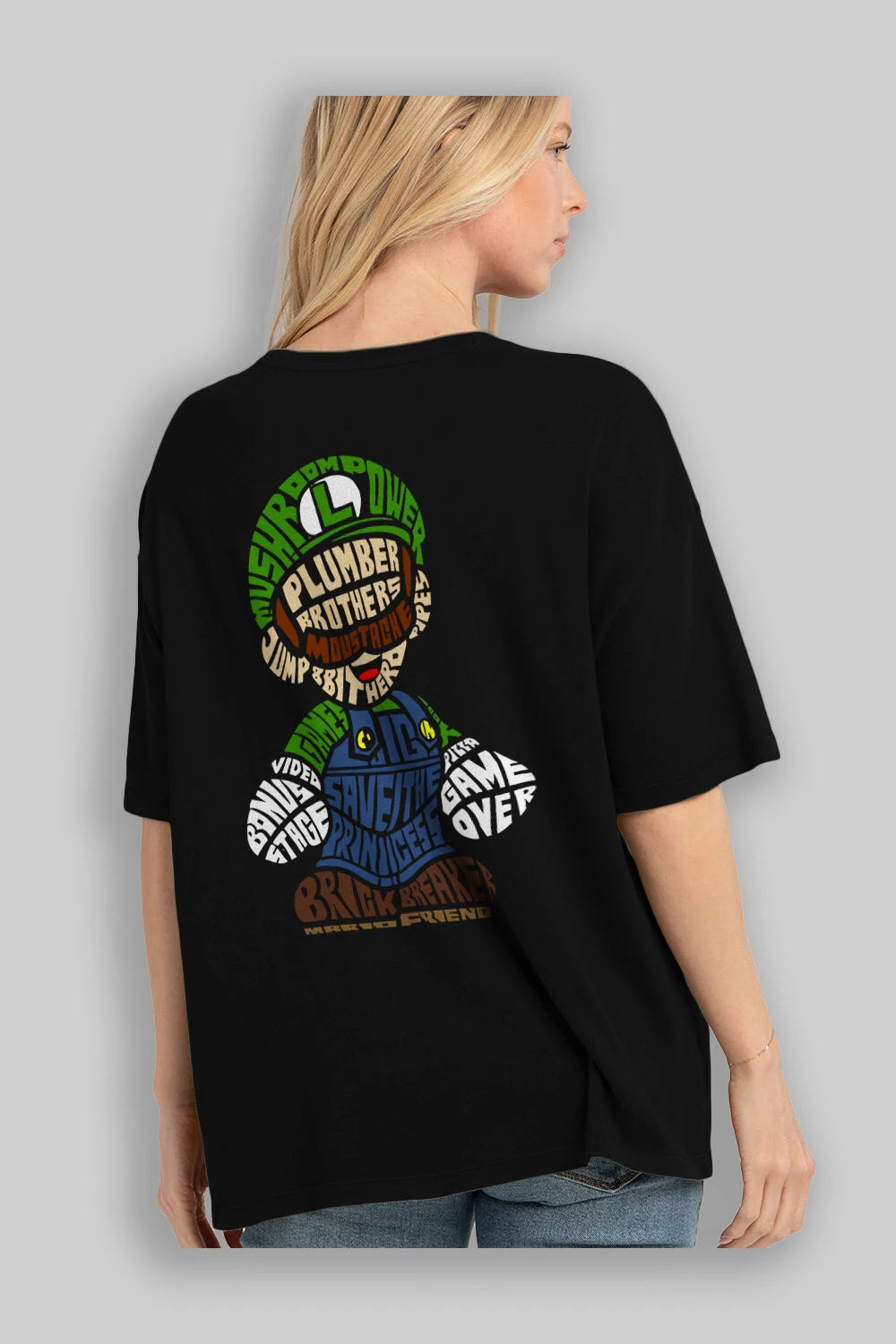 Plumber Brothers Arka Baskılı Oversize t-shirt %100 pamuk Erkek Kadın Unisex