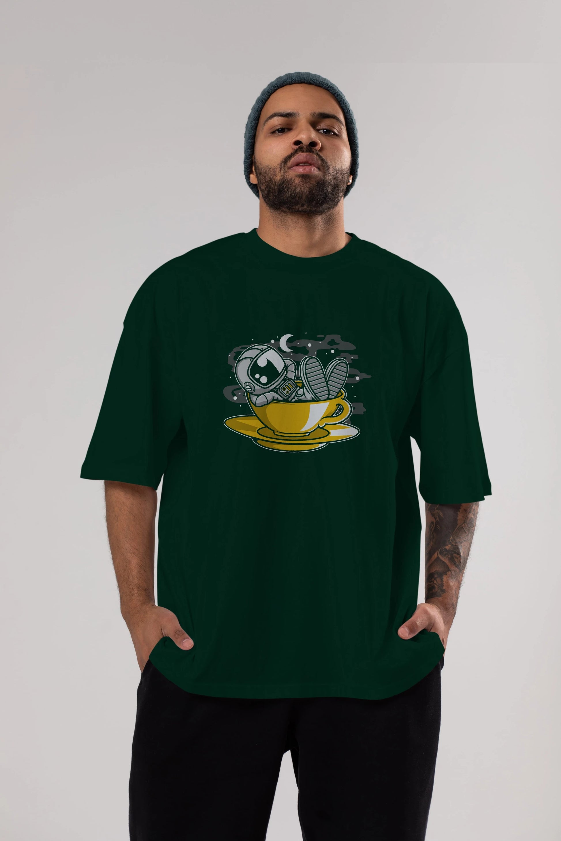 Astronaut Relax Ön Baskılı Oversize t-shirt Erkek Kadın Unisex