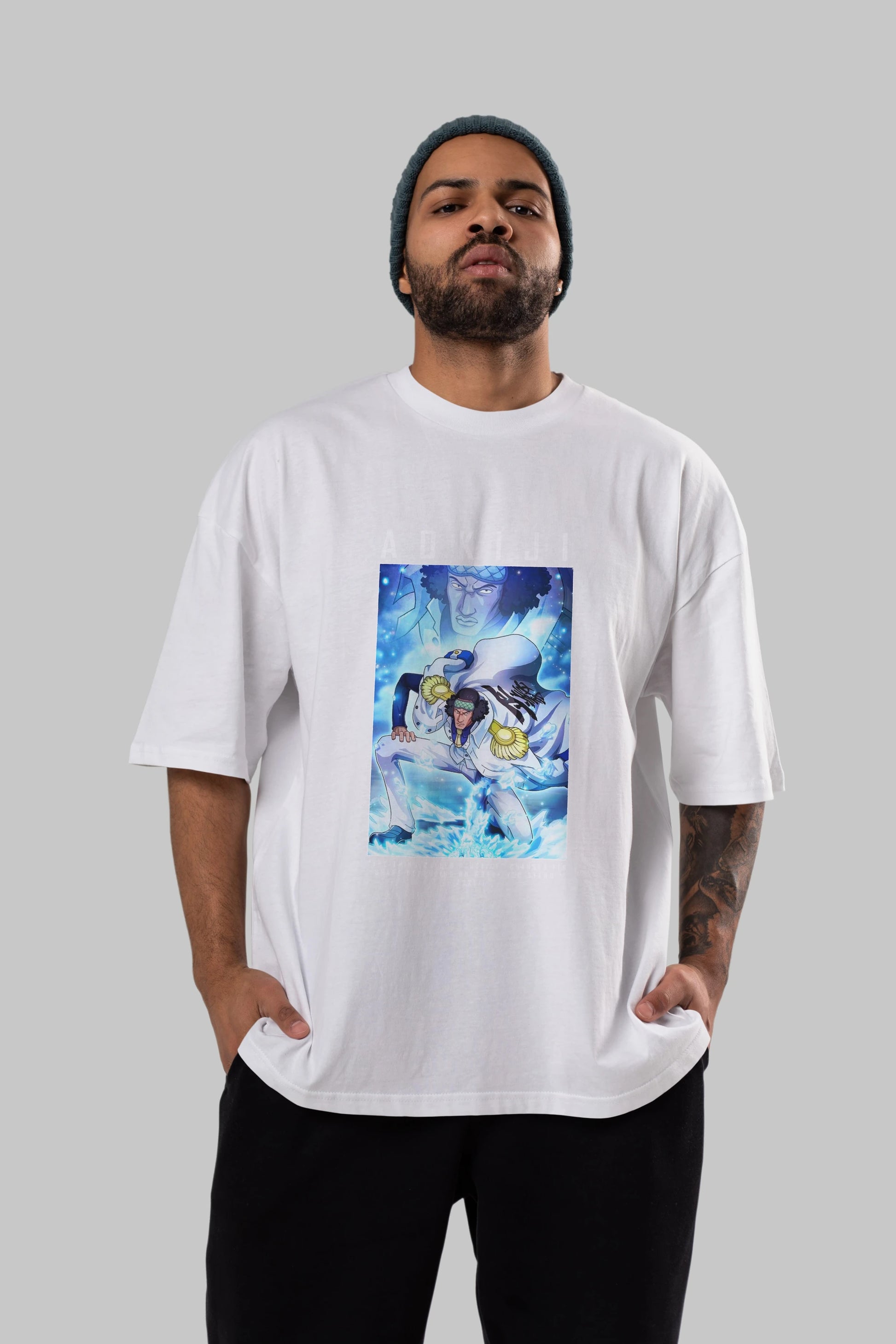 Kuzan Anime Ön Baskılı Oversize t-shirt Erkek Kadın Unisex
