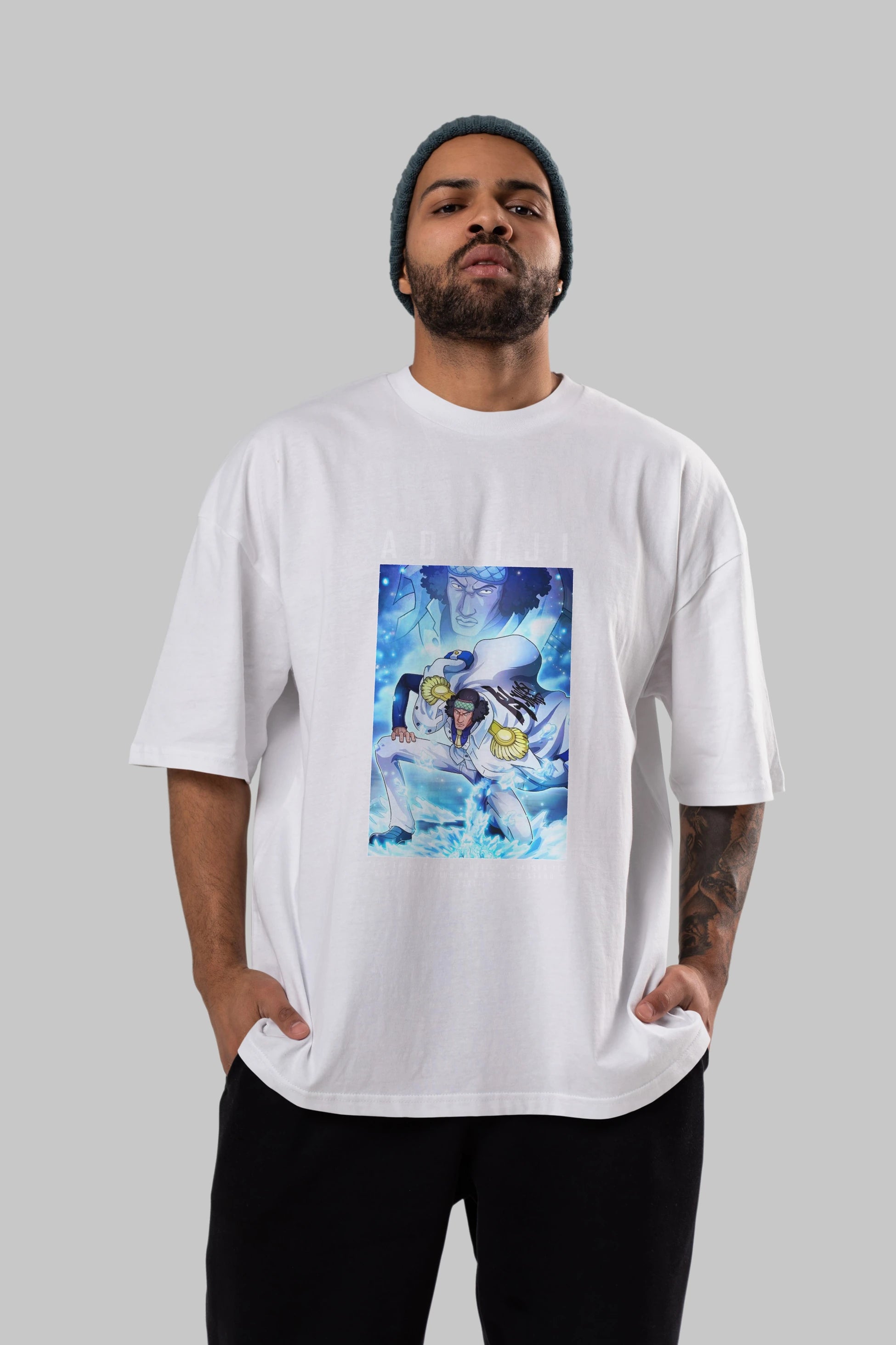 Kuzan Anime Ön Baskılı Oversize t-shirt Erkek Kadın Unisex