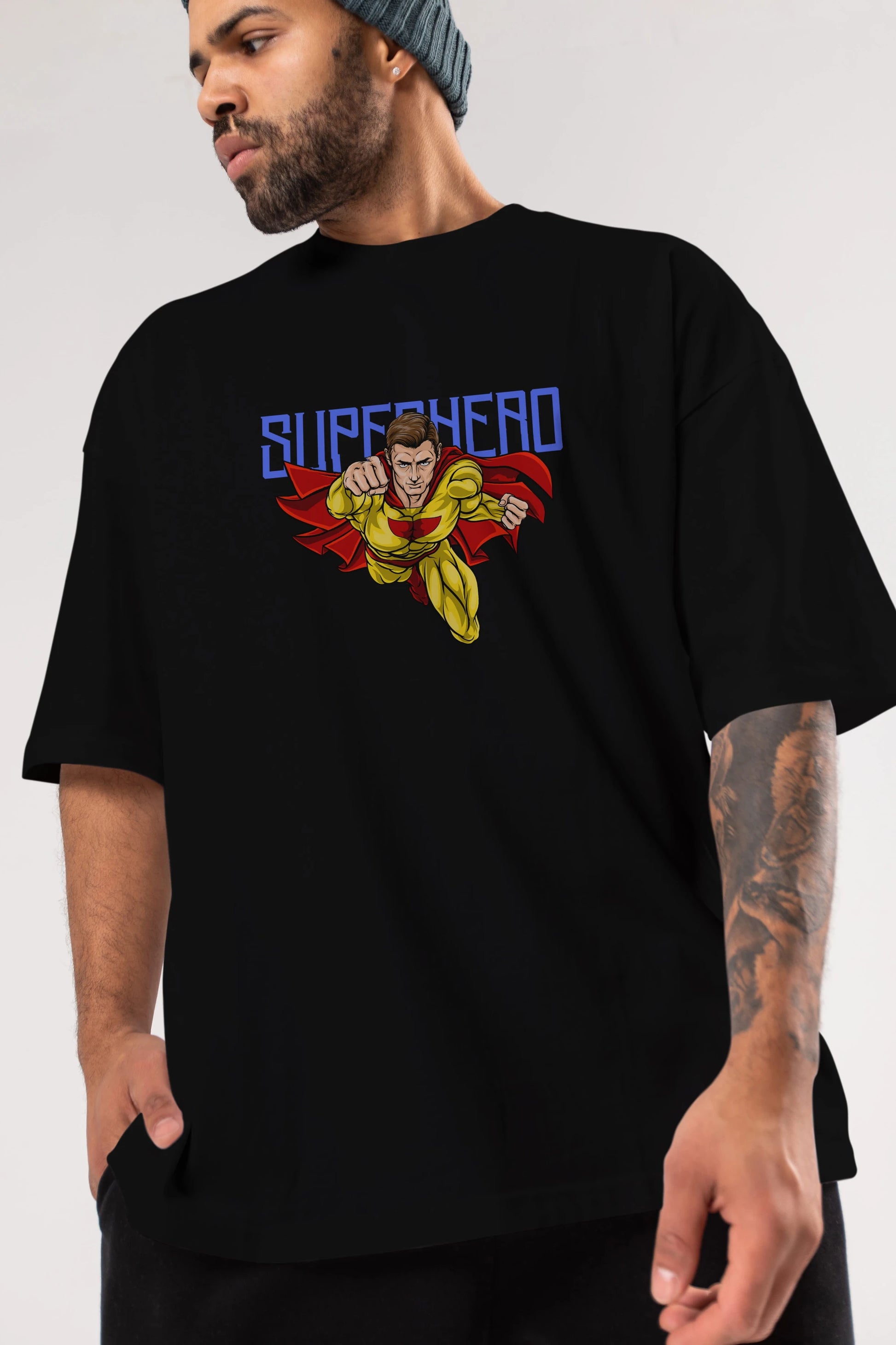 Super Hero Ön Baskılı Oversize t-shirt Erkek Kadın Unisex